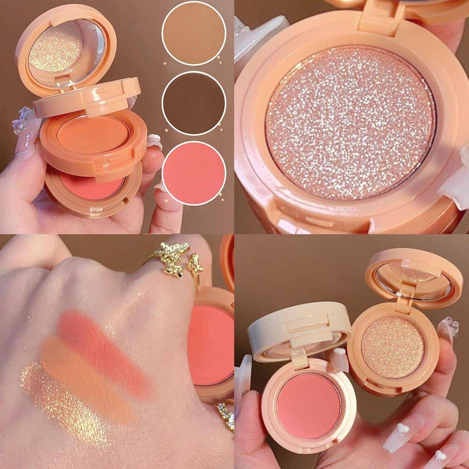 BIGBALIST 3-in-1 Lip & Tint Baked Blusher |Natural Glow, Long-Lasting, Waterproof