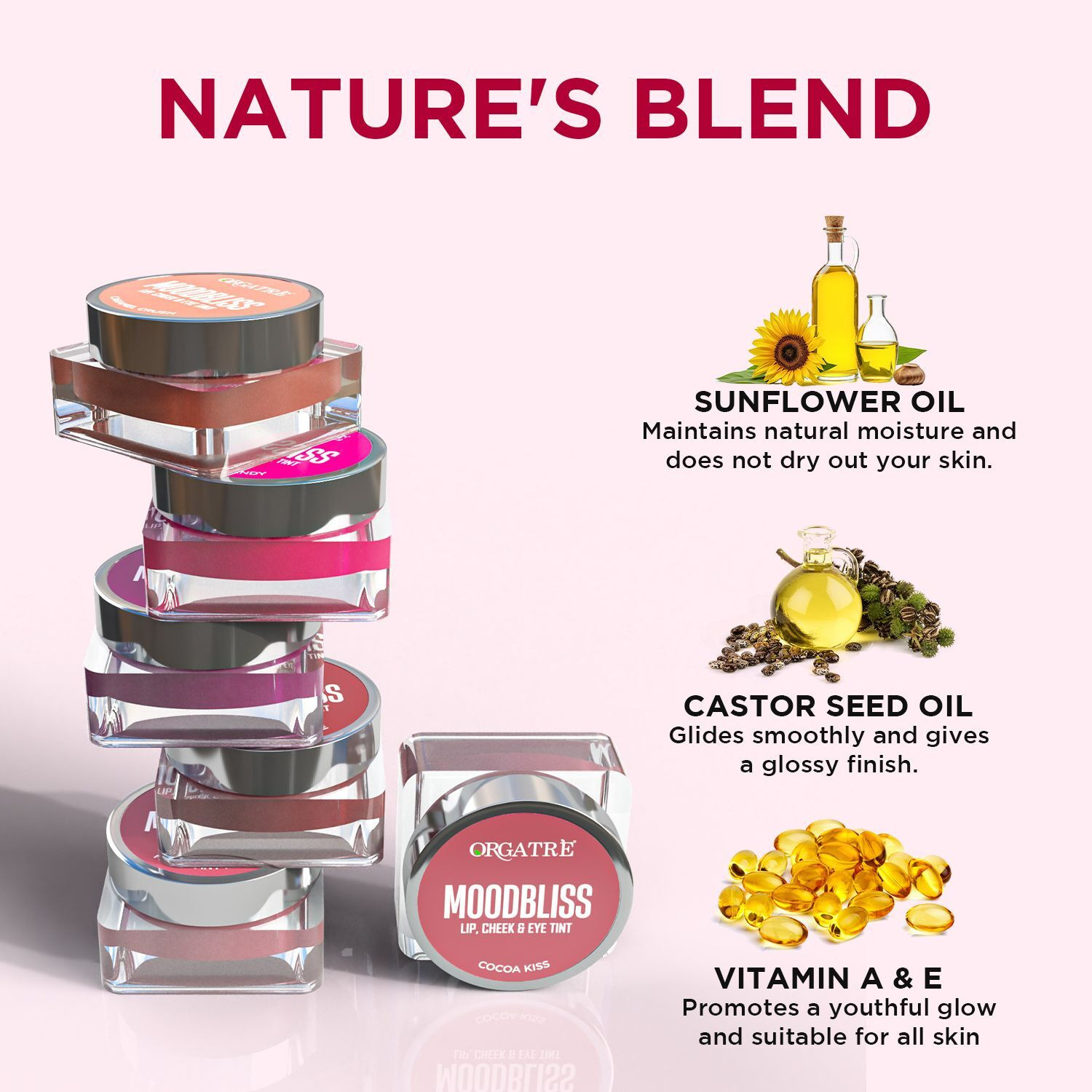 Image of Orgatre Moodbliss Lip, Cheek & Eye Tint with Goodness of Kojic Acid & Retinol