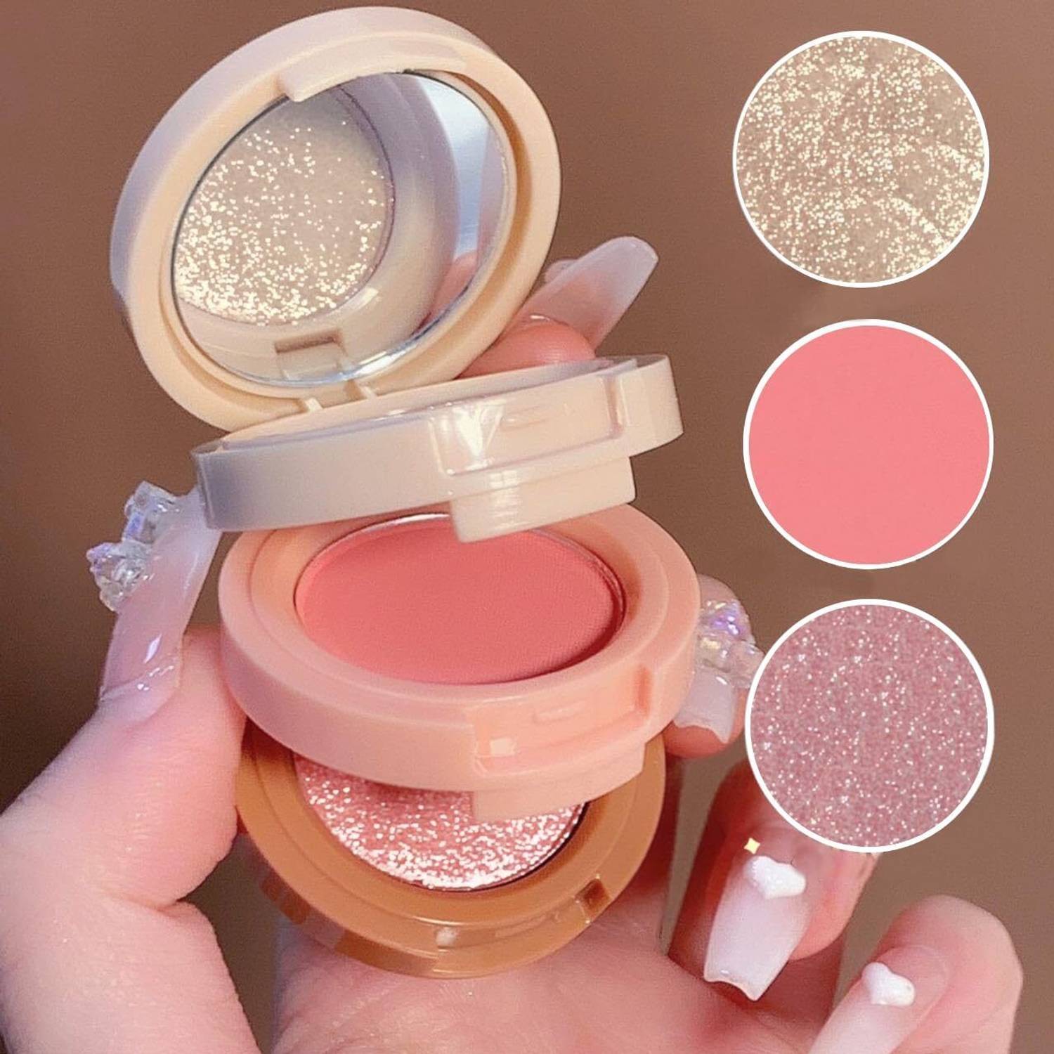 HINSHITSHU 3 in 1 Face Blusher + Highlighter - Image 1