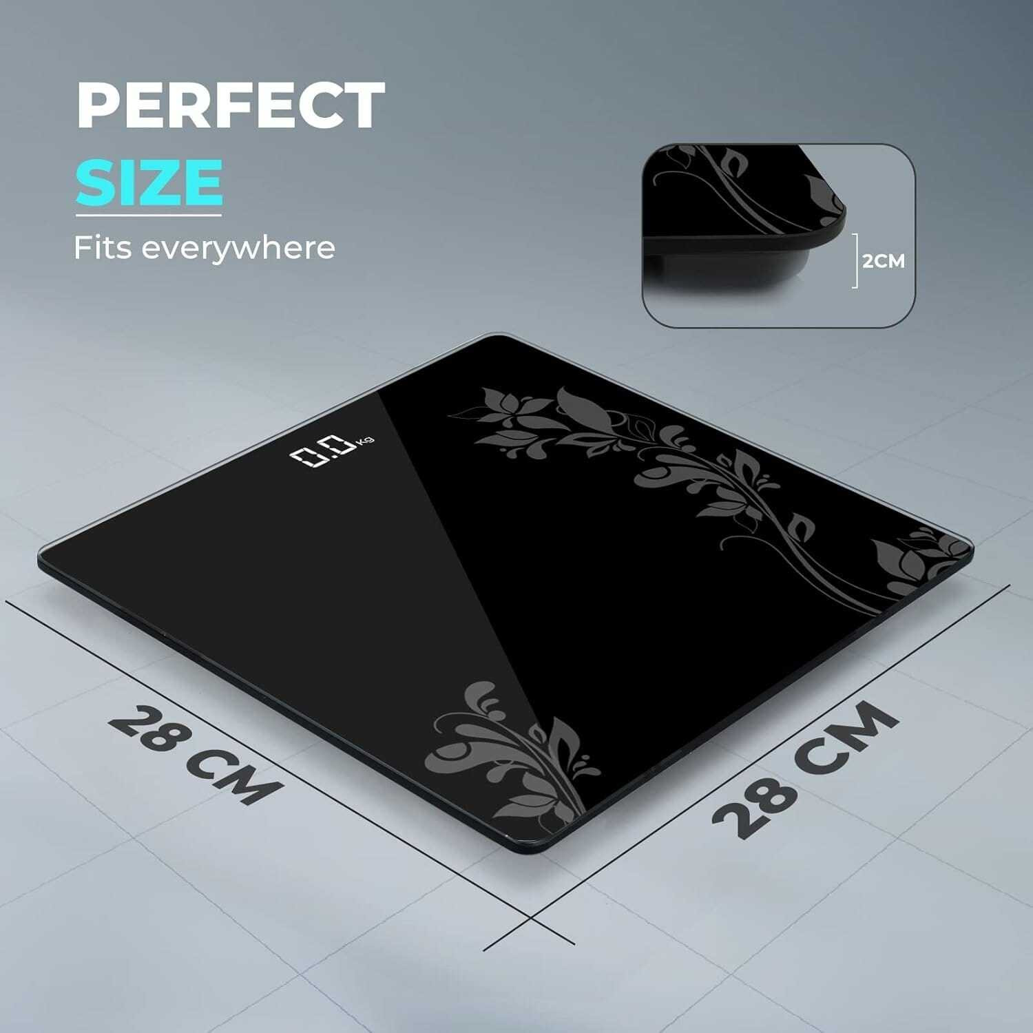 Image of Omara Digital Body Weight Scale 180kg LCD Display Glass Bathroom Scale Black Weighing Scale