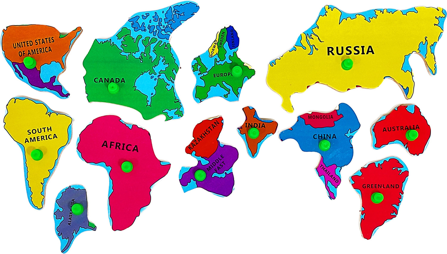 Image of AArozworld World Map Puzzles and indentifier BOAD with Knobs Educational Puzzle
