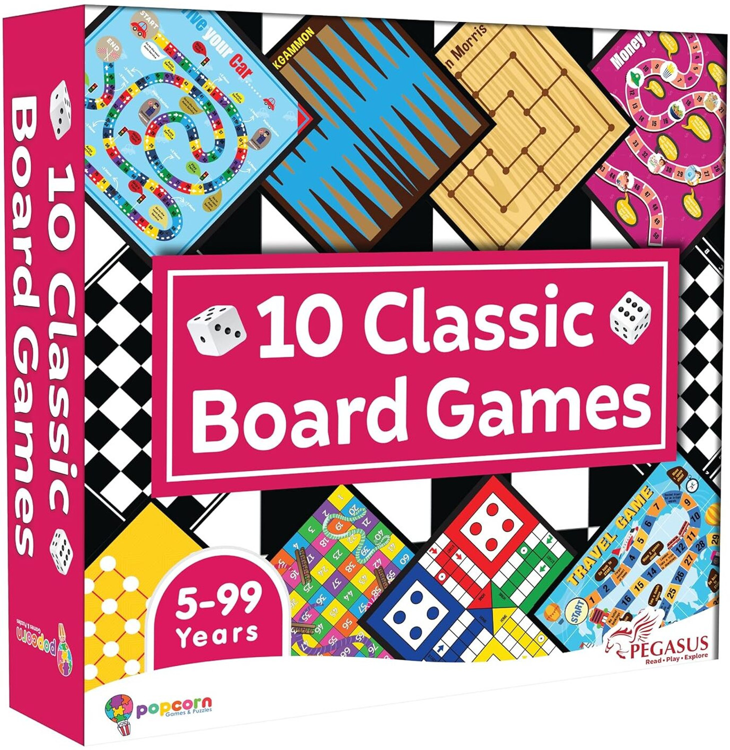 Image of Popcorn Games & Puzzles Popcorn 10-in-1 Board Games Engaging family board games for kids 5+ years. Board Game Accessories
