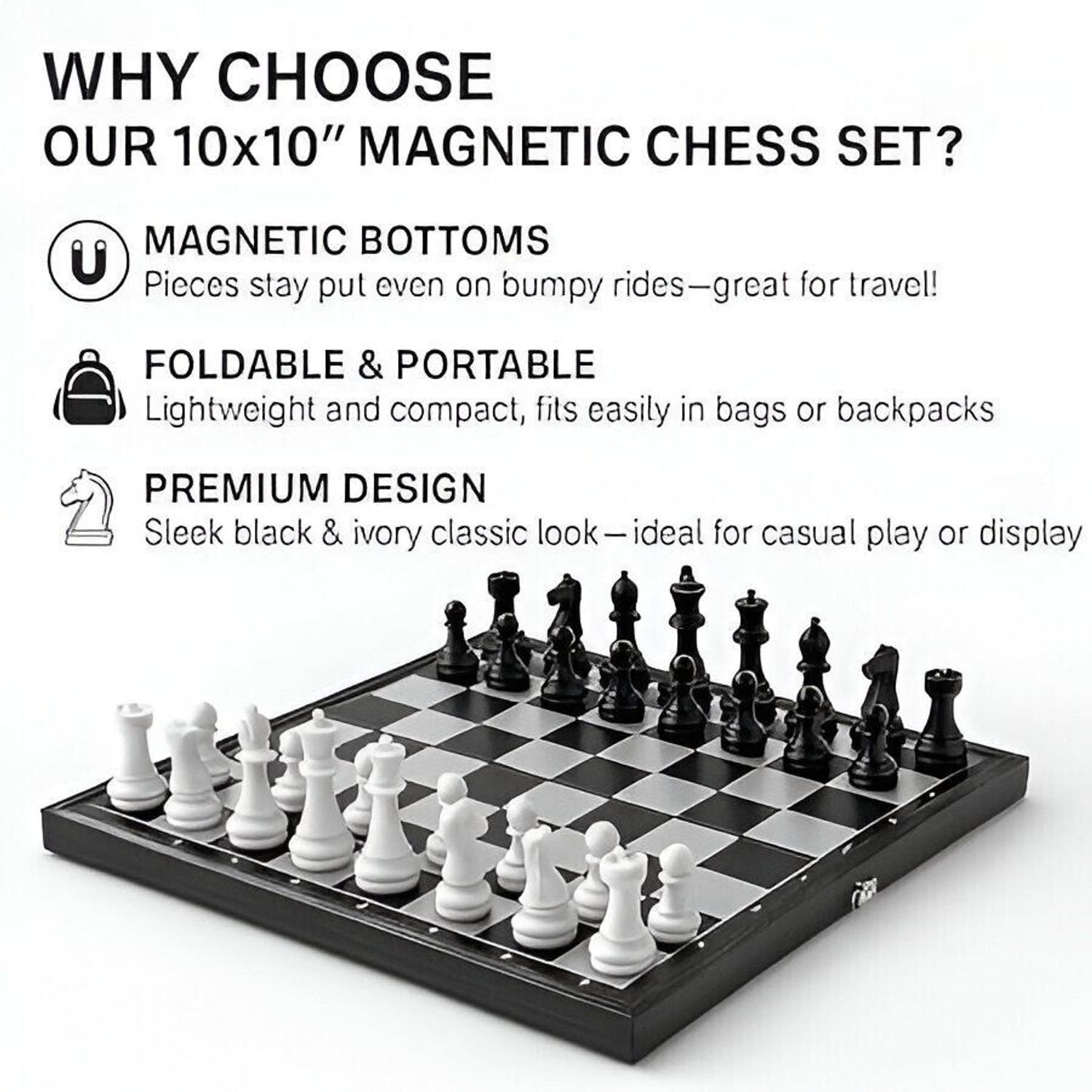 Image of Vally Portable Magnetic Chess Set- Brain Development Board Games Learning & Fun Educational Board Games