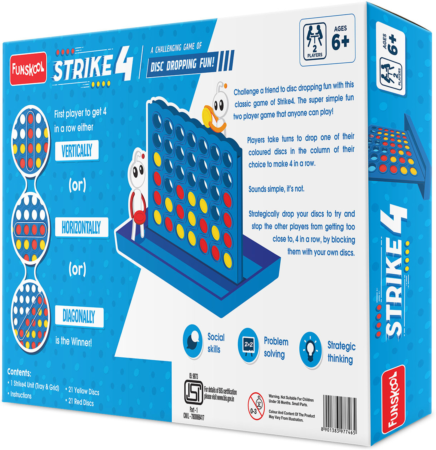 Image of FUNSKOOL Strike 4 | Classic Disc Dropping Game | 2 Players, Ages 6 Years and Above Strategy & War Board Game