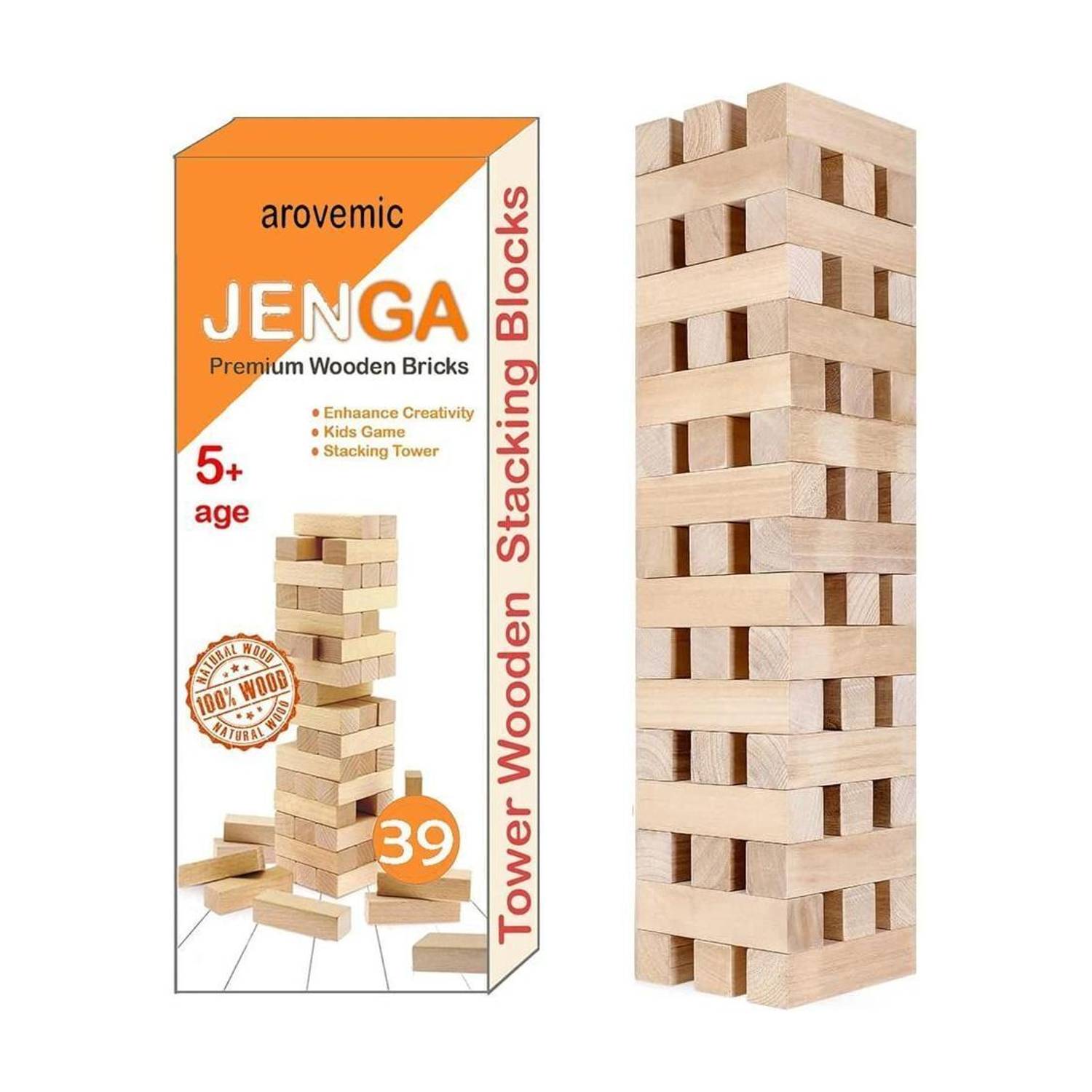 arovemic Jenga Wooden Block Stacking Tower Game for Kids Ages 5 and Up-5-3 Board Game Accessories