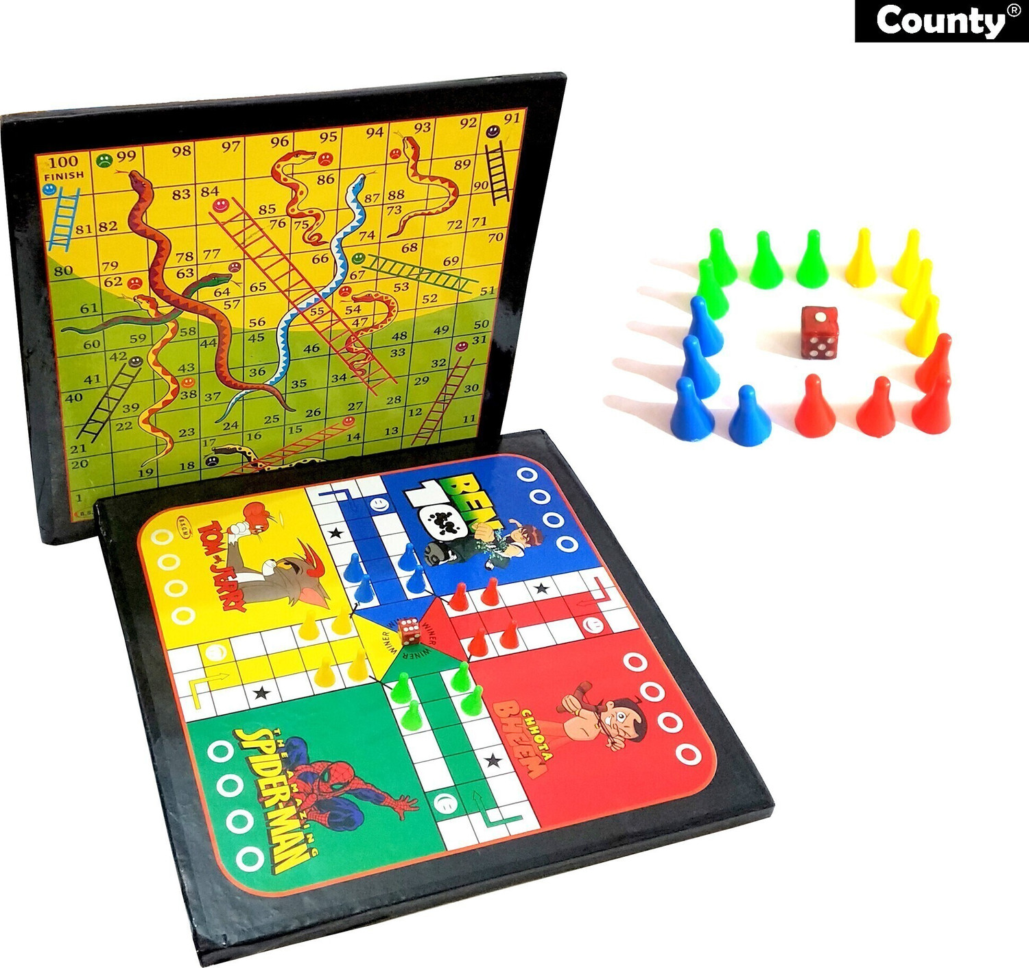Image of County Premium Quality Wooden Ludo with Coins Party & Fun Board Game