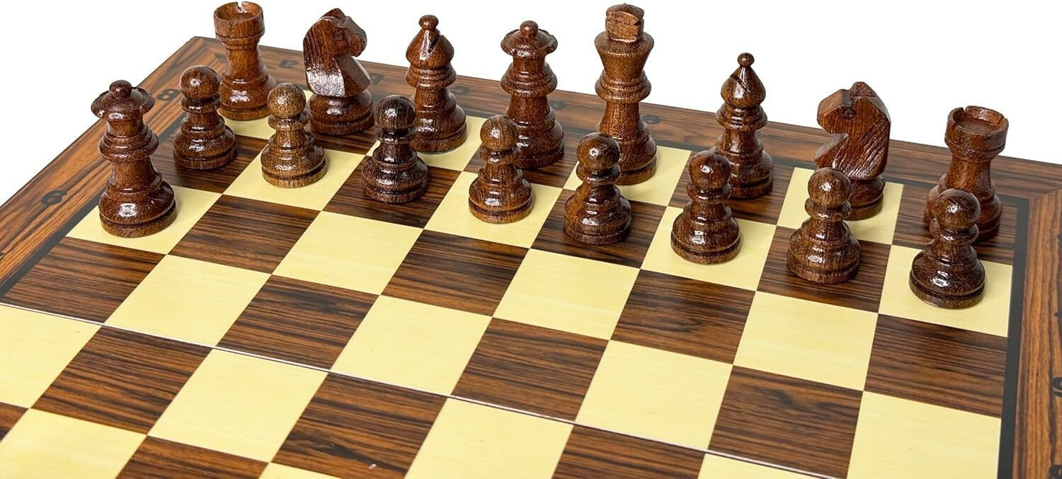 Image of Palm Royal Handicrafts 10x10 inches Wooden Chess Board Set magnetic with extra queens Strategy & War Board Game