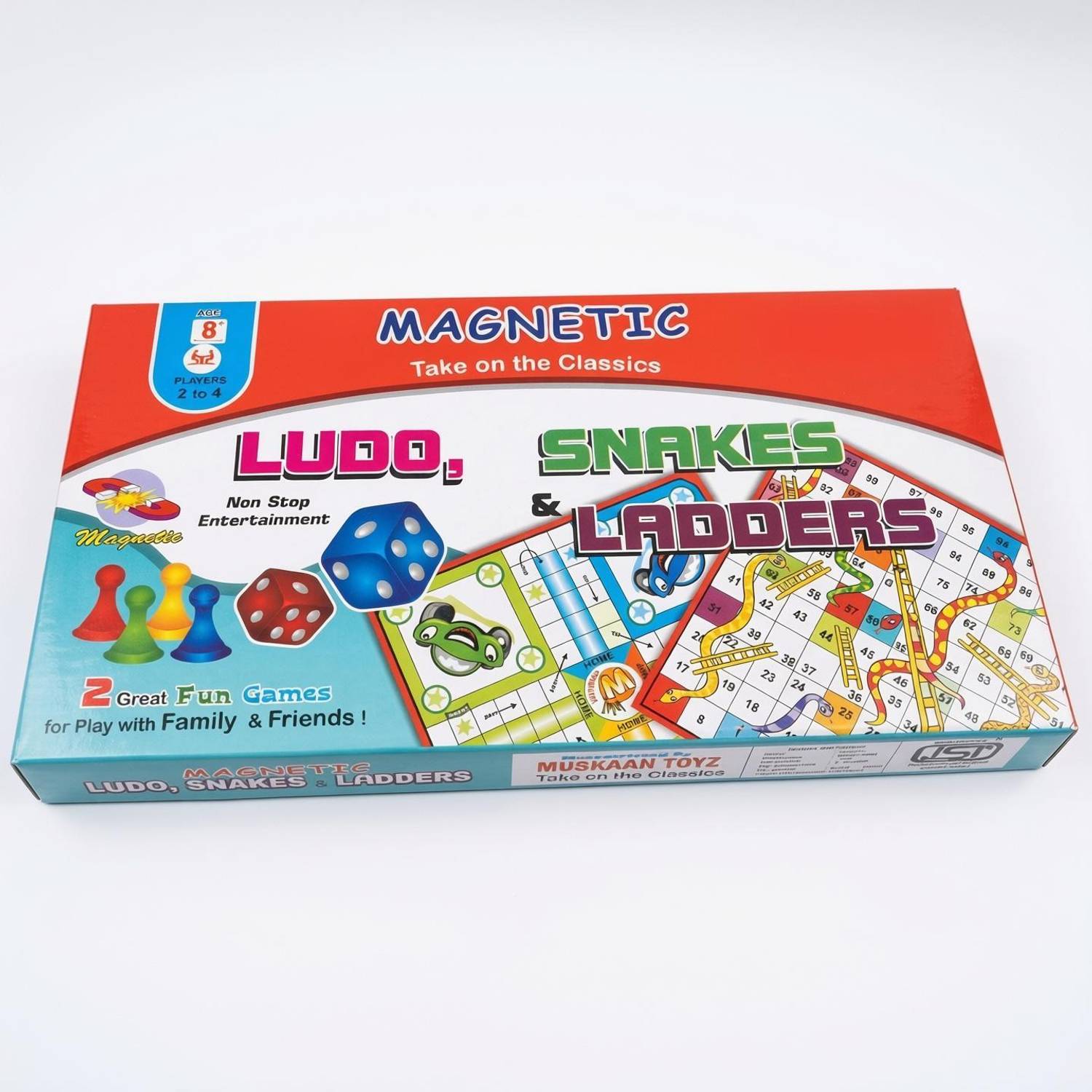 amgo Magnetic Ludo, Snakes & Ladders Board Game Set | 2-in-1 Classic Family Game Party & Fun Board Game