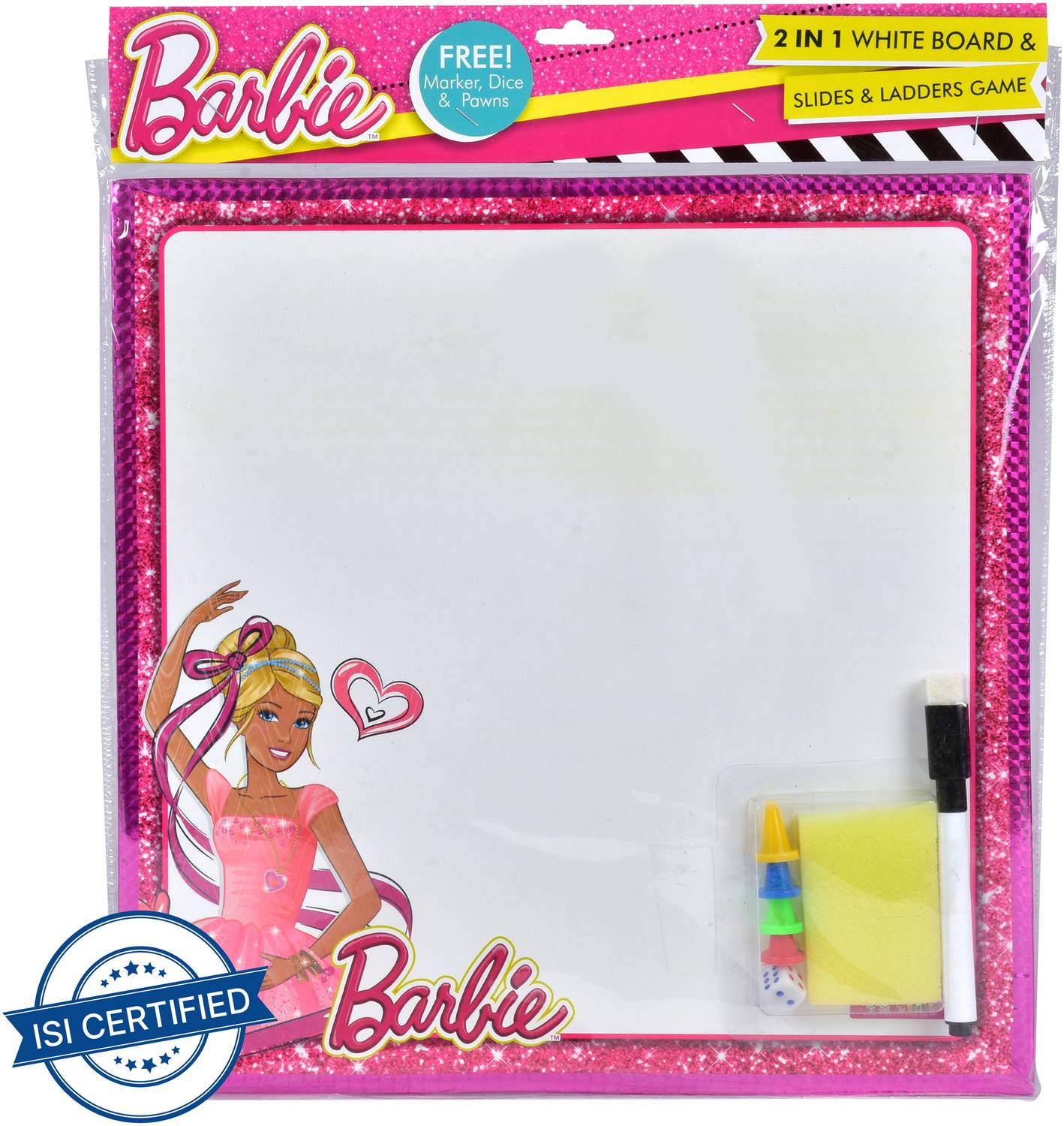 BARBIE 2 in 1 Writing Board & Snakes & Ladders Educational Board Games
