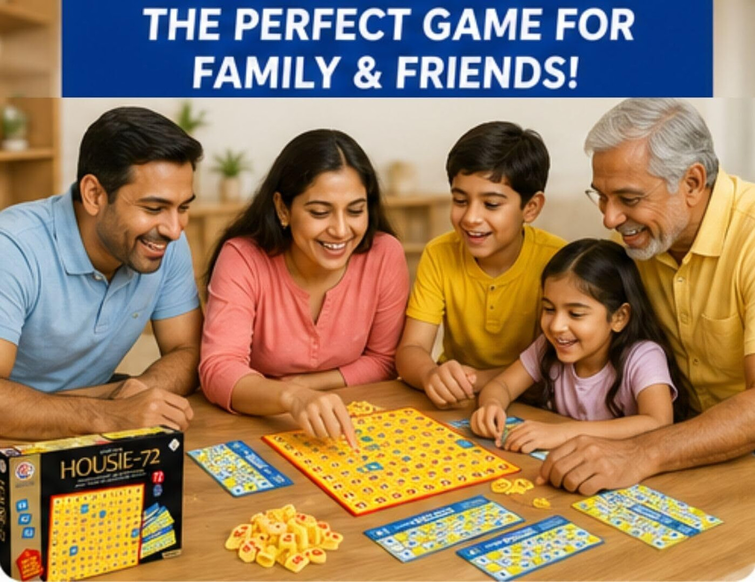Image of BKDT Marketing Housie 72 Cards Game Set |Bingo Board Game |Family Party Game for Kids & Adults Educational Board Games