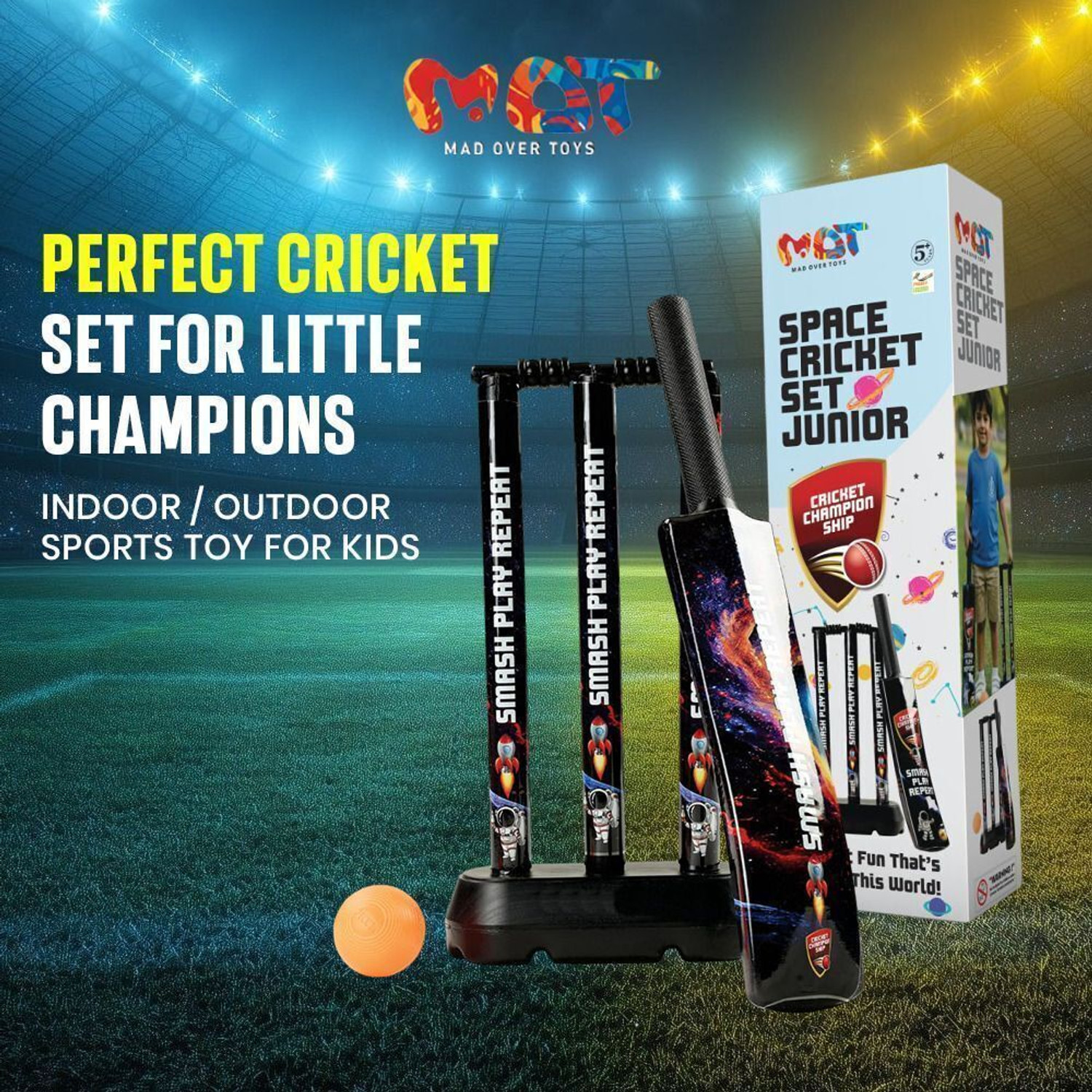Image of MAD OVER TOYS Space Cricket Set Junior Party & Fun Board Game