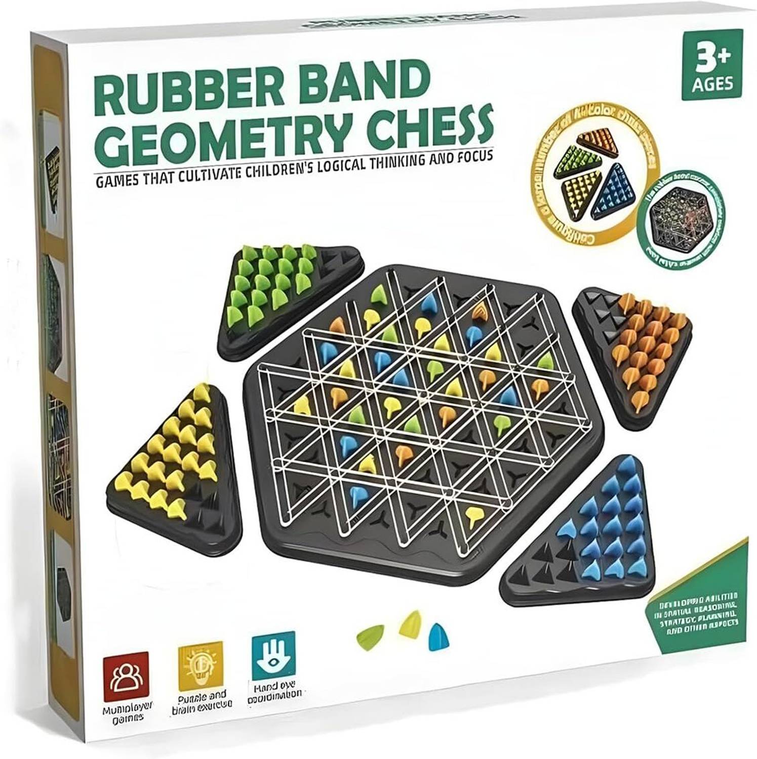 SUOXU Triangle Board Game Territory Capture Family Game, Chain Triggle Scacchi Rompicapo Strategia Puzzle Giocattoli da 2 a 4 giocatori, 6 anni e oltre Ragazzi Ragazze Regali di Natale Compleanno