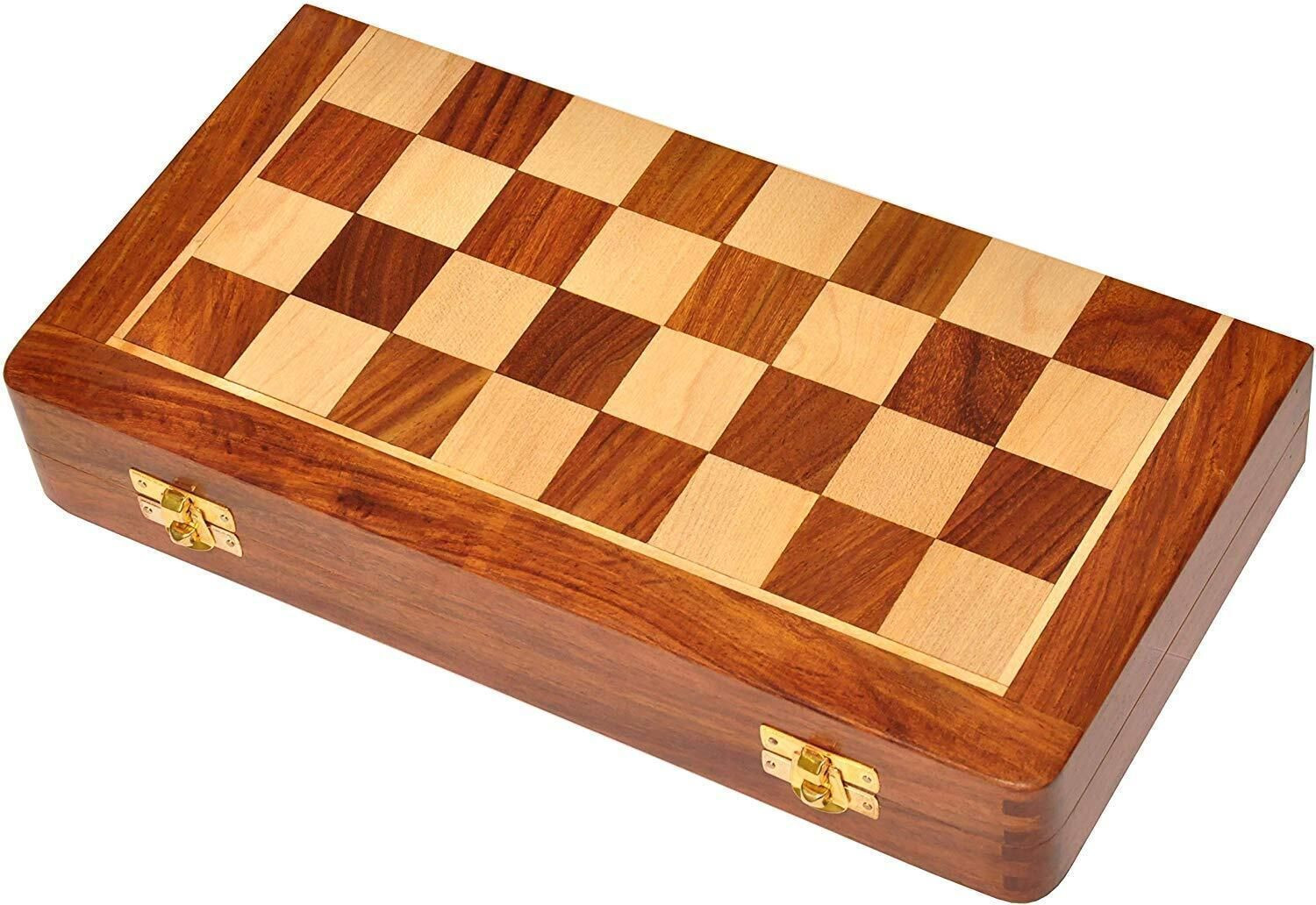Image of Palm Royal Handicrafts 12 x 12 inches Wooden chess board set with Chessmen & 2 Extra Queens,Sheesham Educational Board Games