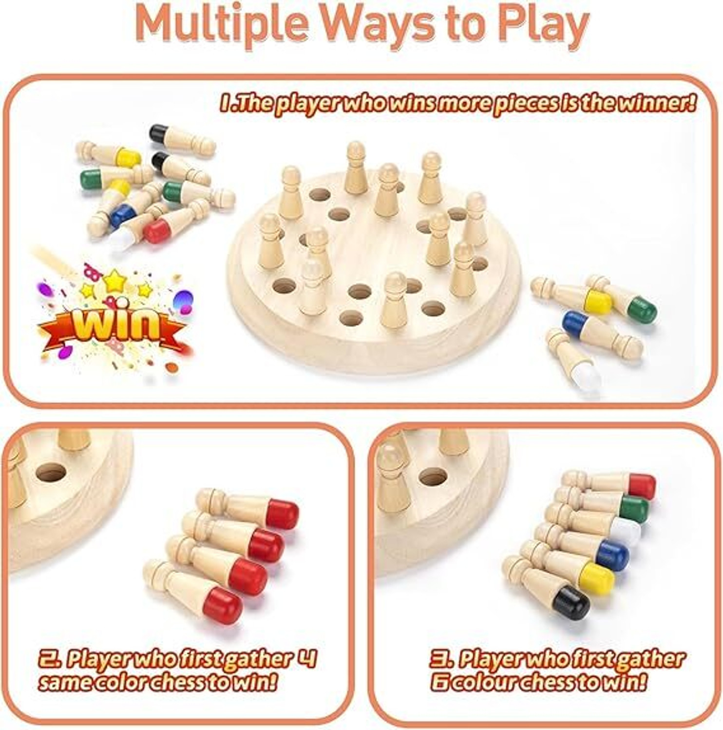 Image of PANTROLA Memory Chess Game Toy for Kids Color Matching Game Educational Toy & Board Game Educational Board Games