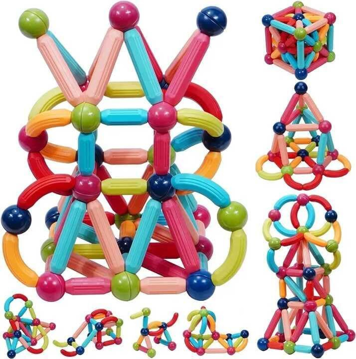 Image of Prajapati Palace 42 PCs Magnetic Sticks Building Blocs, Activities Toy, Color & Shape Recognition