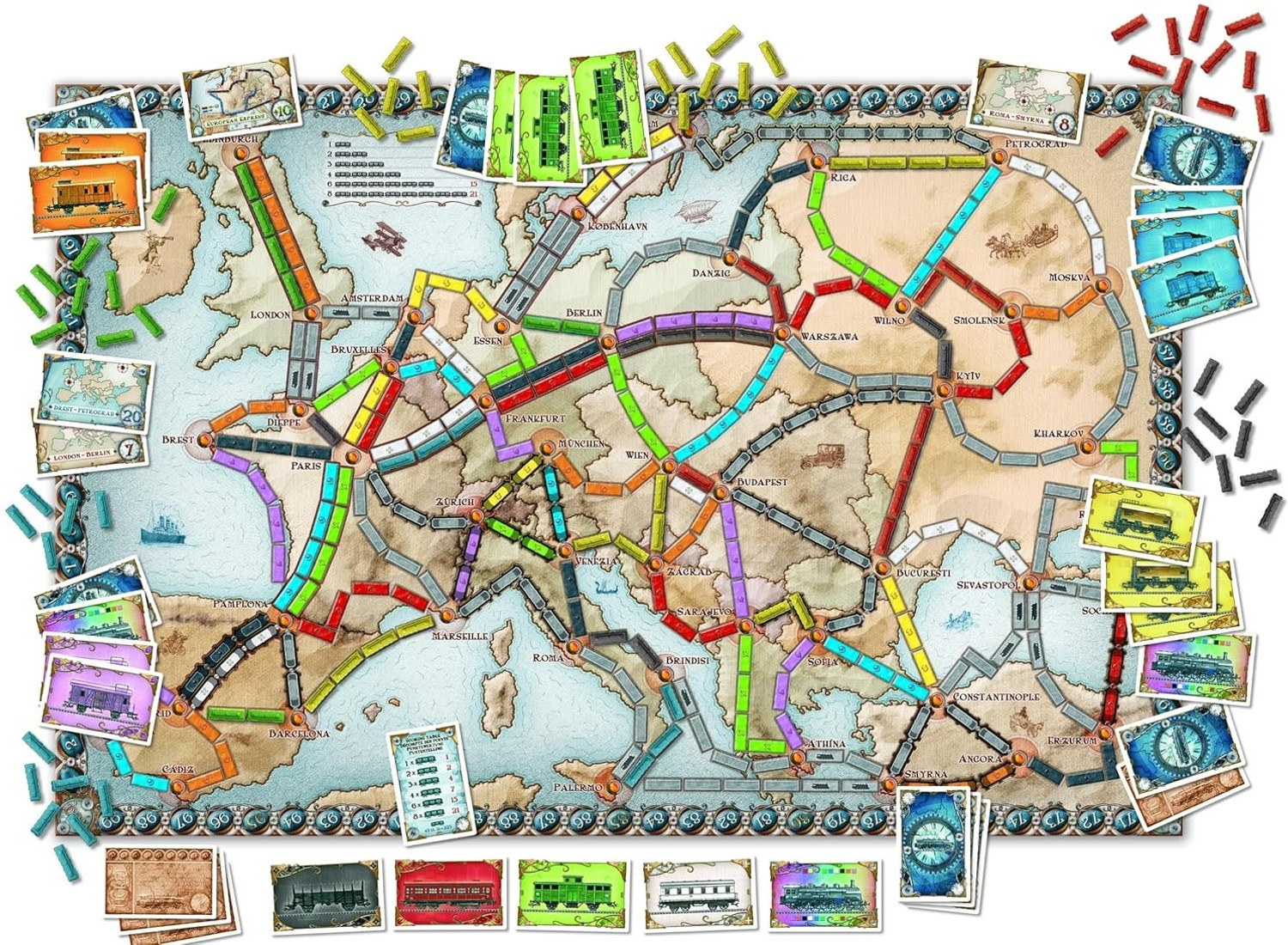 Image of Zuuluzrs Ticket to Ride Europe Board Game For 2 to 5 players Board Game Accessories
