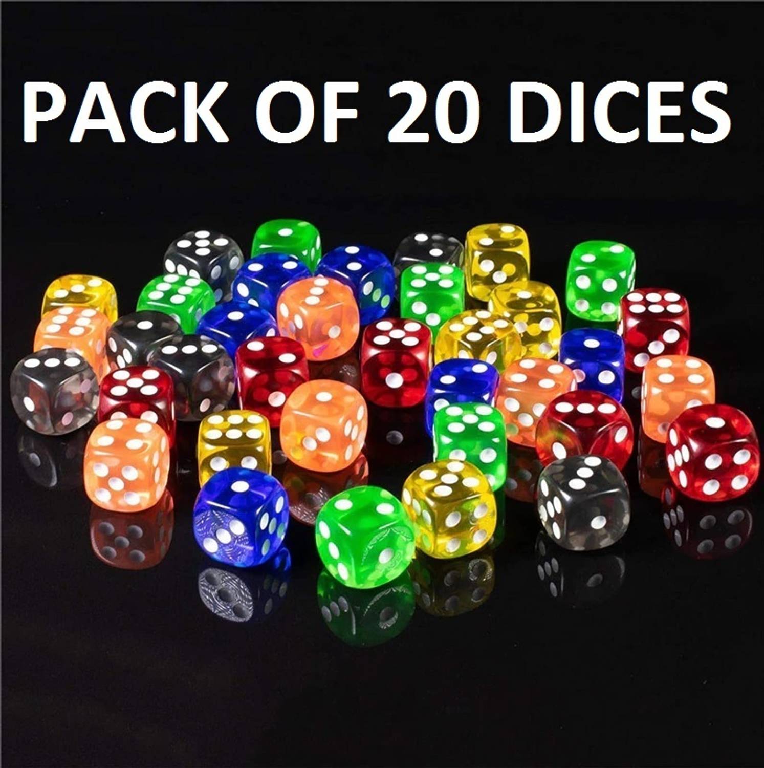 Brightstar Pack of 20 DICE Six Sided D6 Dice for Playing Ludo Game Board Game Accessories