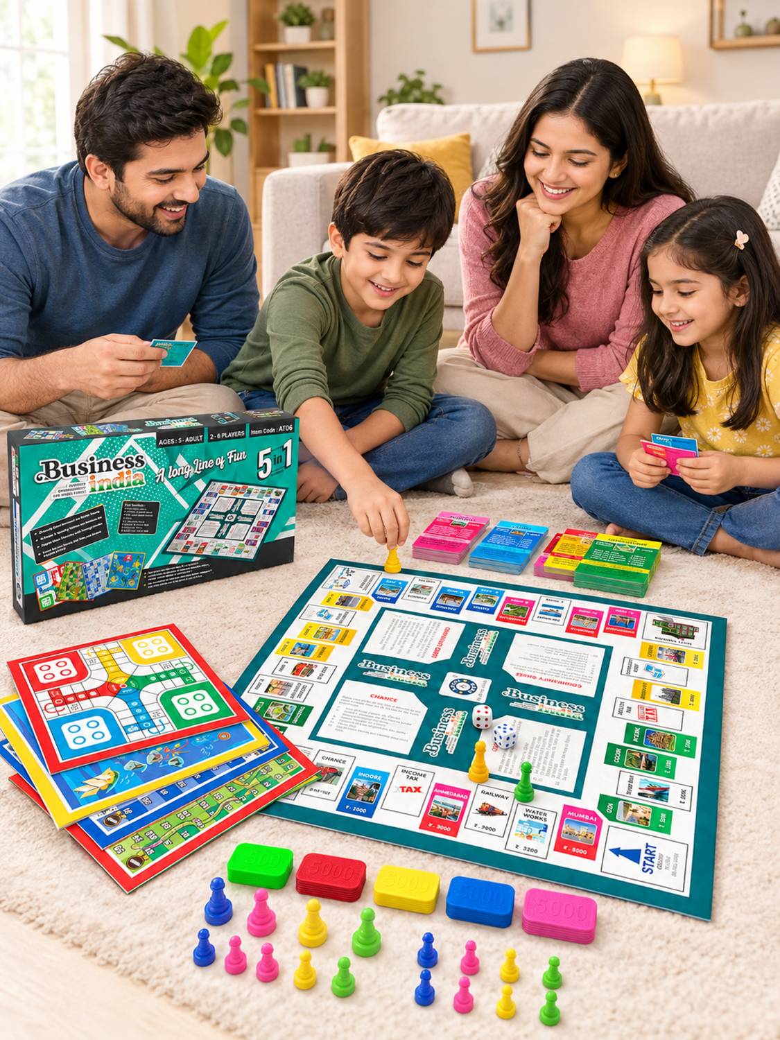 333MART 5 in 1 Surprise Business India Board Game for Whole Family || Age - 8+ Years