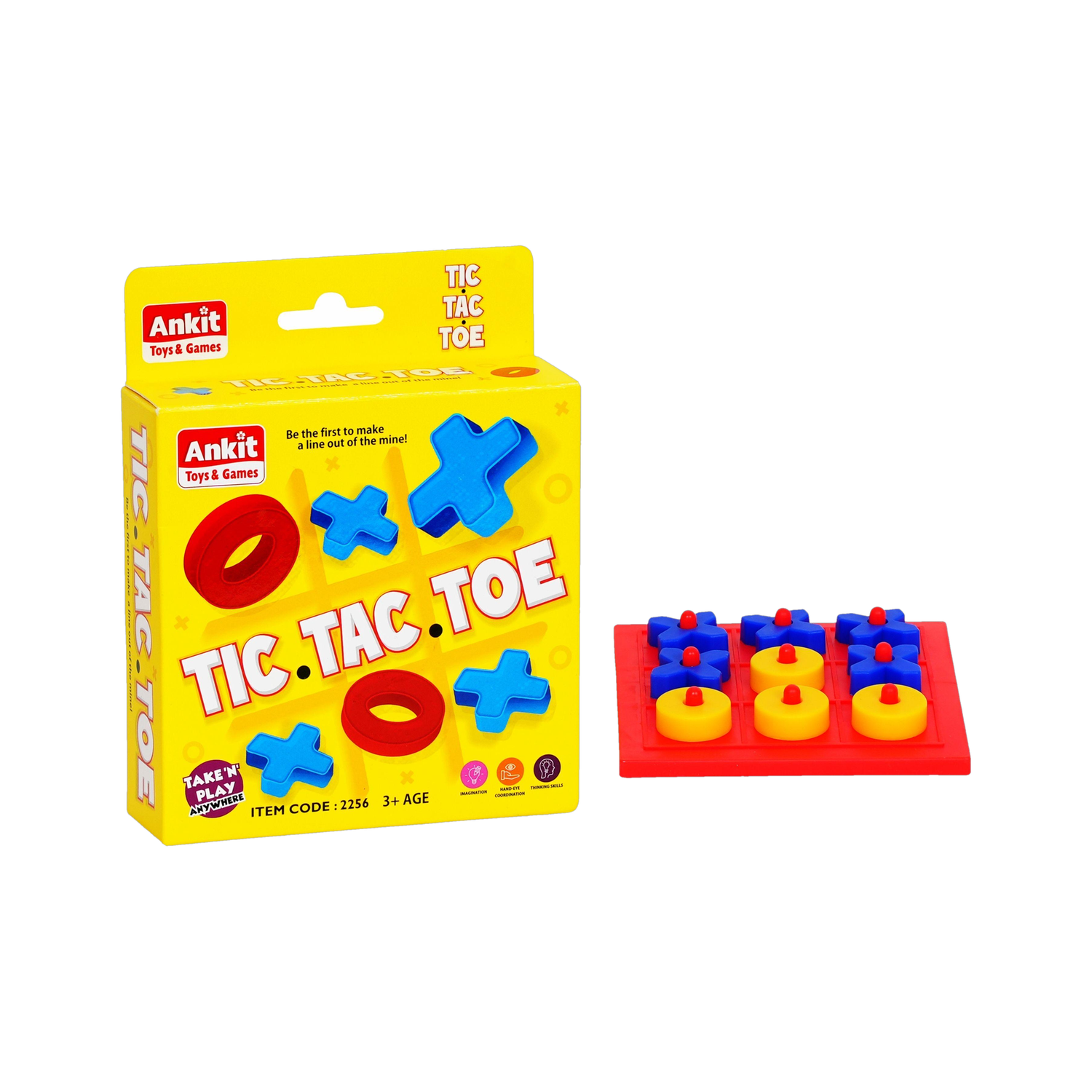 Ankit Toys & Games Tic Tac Toe Game for Kids and Adults, Brightly Coloured X & O Pieces for Party & Fun Board Game