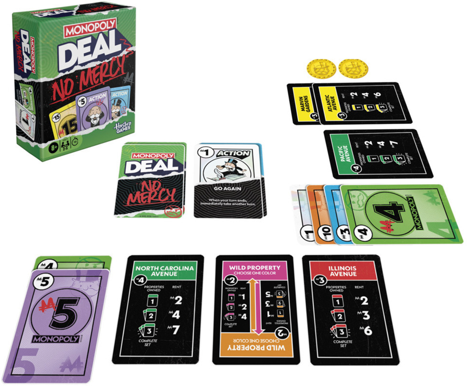 Image of Monopoly Deal No Mercy Card Game, Fun Family Games for Kids, Teens, and Adults Party & Fun Board Game