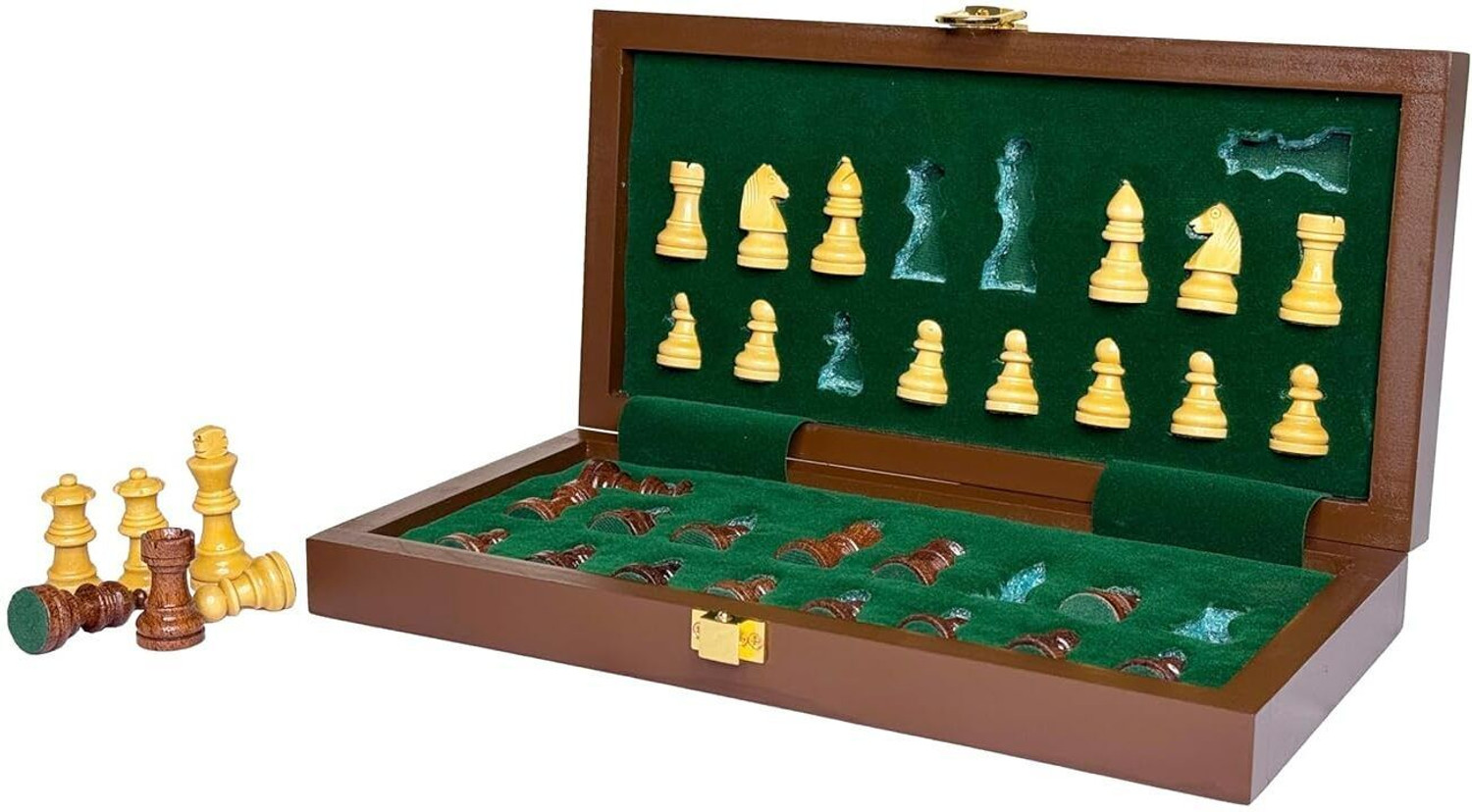 Image of Palm Royal Handicrafts 10x10 inches Wooden Chess Board Set magnetic with extra queens Strategy & War Board Game