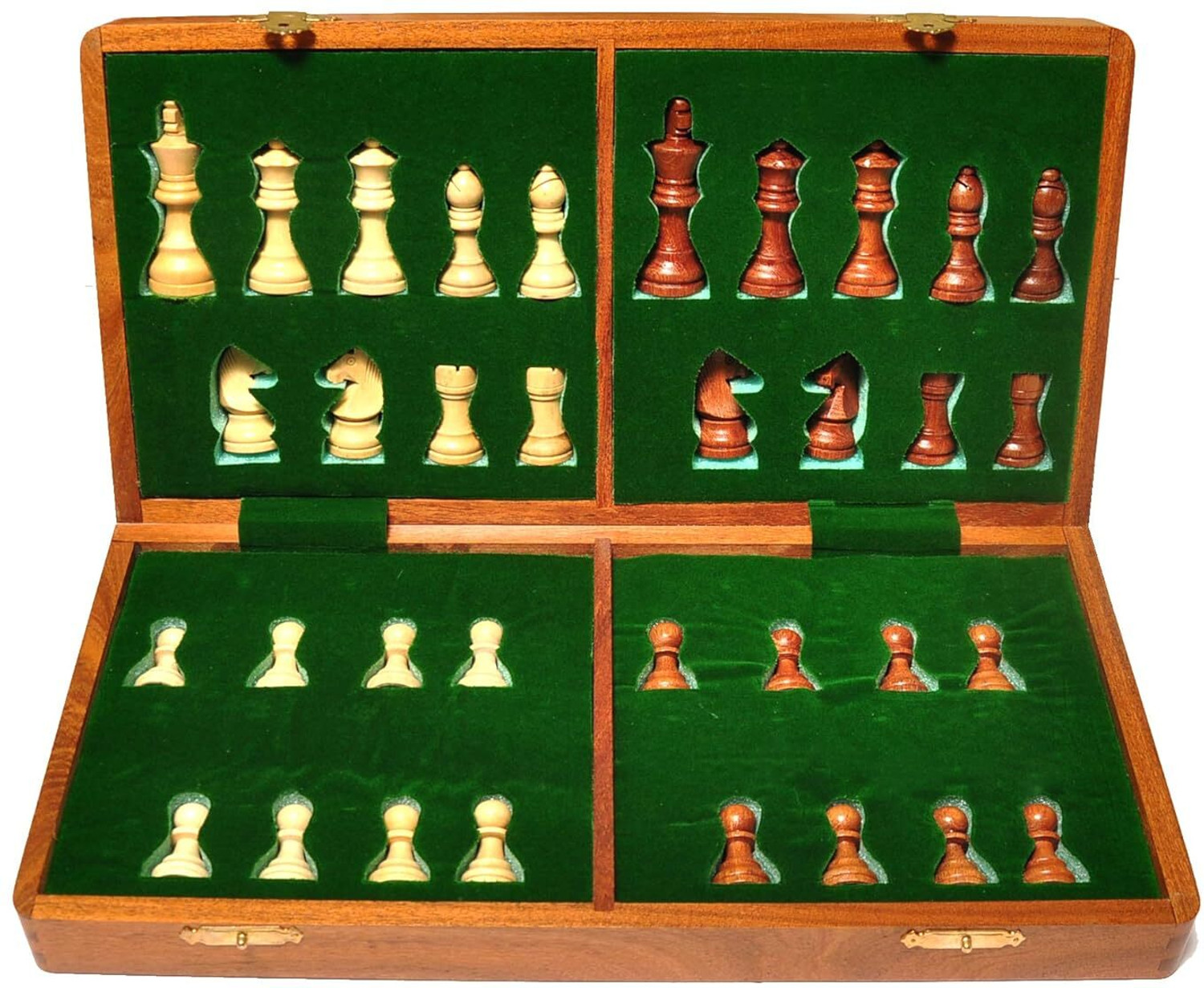 Image of Palm Royal Handicrafts 16 x 16 inches Wooden chess board set magnetic with Chessmen & 2 Extra Queens Educational Board Games