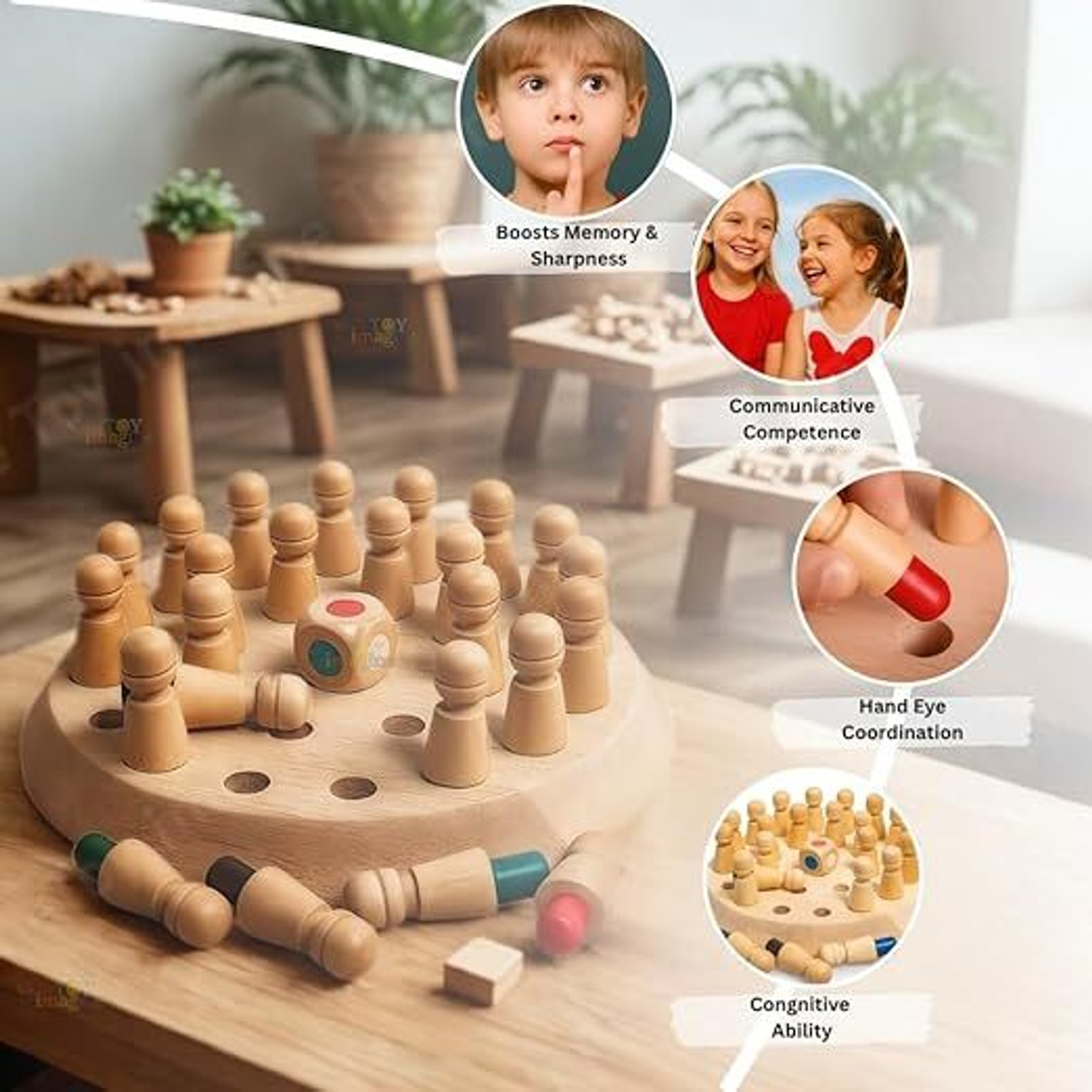 Image of AJDK MART Wooden Chess Puzzle Game | Brain Teaser Strategy Board Game Board Game Accessories