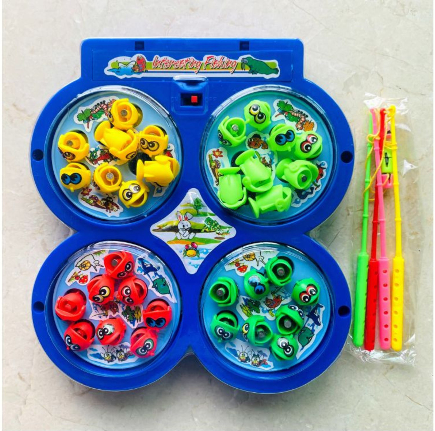 Image of MOVE TOYS Fishing Game for Kids, Magnetic Fish Catching Game with 32 Pieces (Blue)