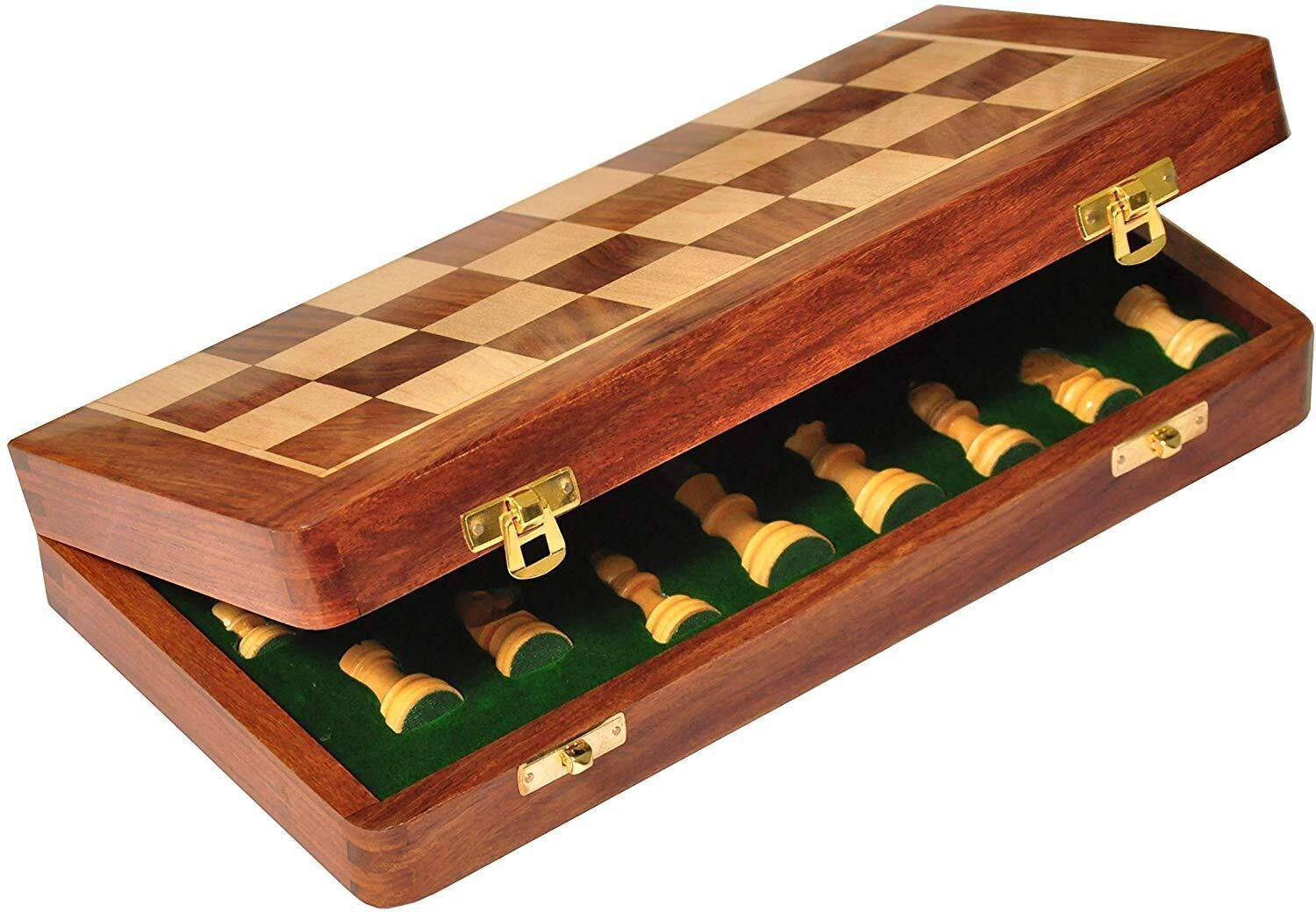 Image of Palm Royal Handicrafts 12 x 12 inches Wooden chess board set with Chessmen & 2 Extra Queens,Sheesham Educational Board Games