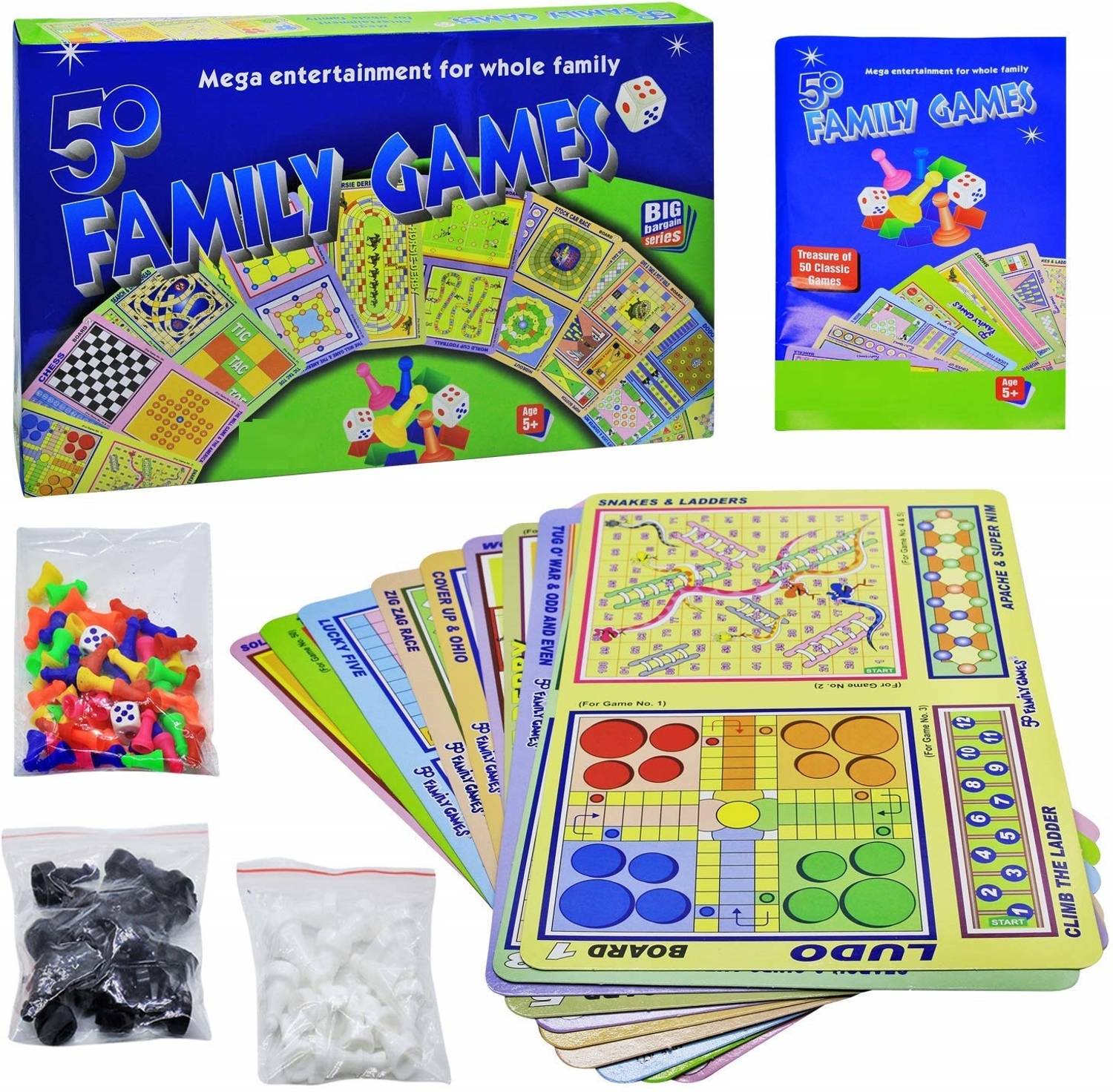 zokato Family Games Set (50 Classic Board Games in 1 Pack)-Multi