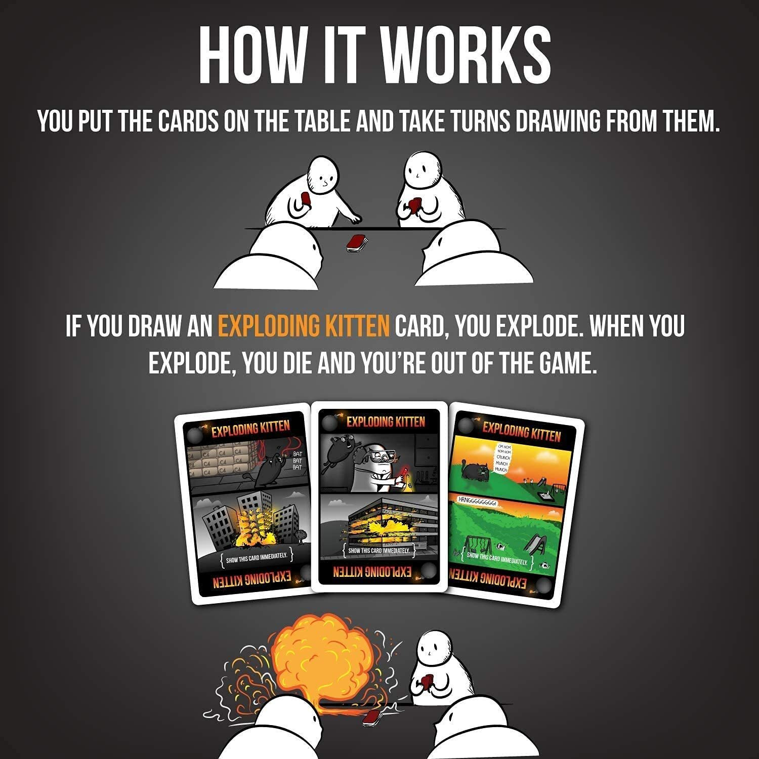 Image of Magnemite Exploding Kittens Card Game for Kids Adults Family and Friends (Black)