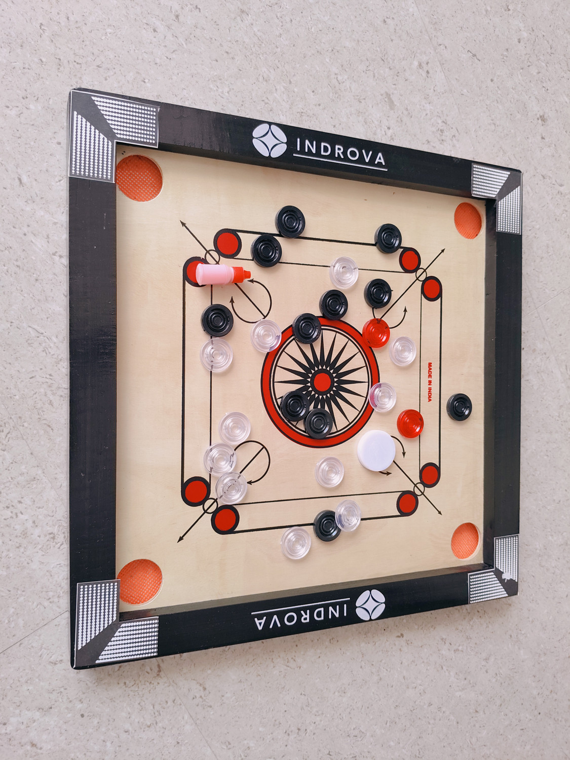 Image of INDROVA Carrom board 20 inch with coins, wooden carrom board, carrom pawan for gift 50 cm Carrom Board
