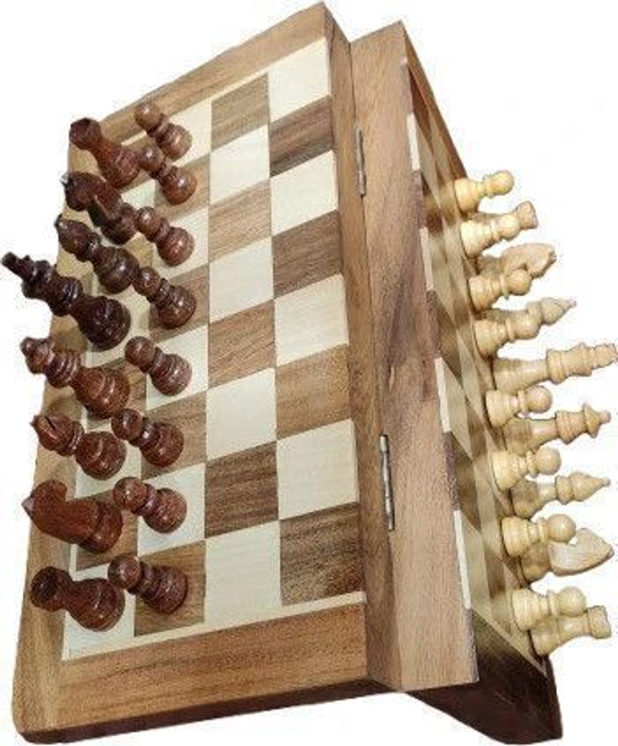 Image of chessbox 12 Inch magnetic travel wooden chess set with 2 extra queens 30 cm Chess Board