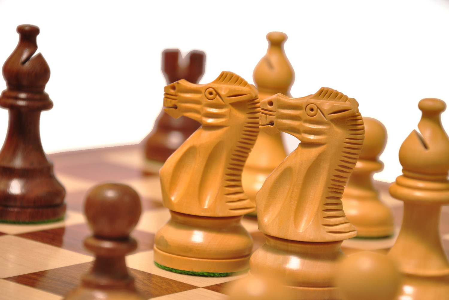 Image of Palm Royal Handicrafts 18x18 inches Wooden Chess Board Set with 3.75 inches CHESSMEN made of Rosewood 11 cm Chess Board
