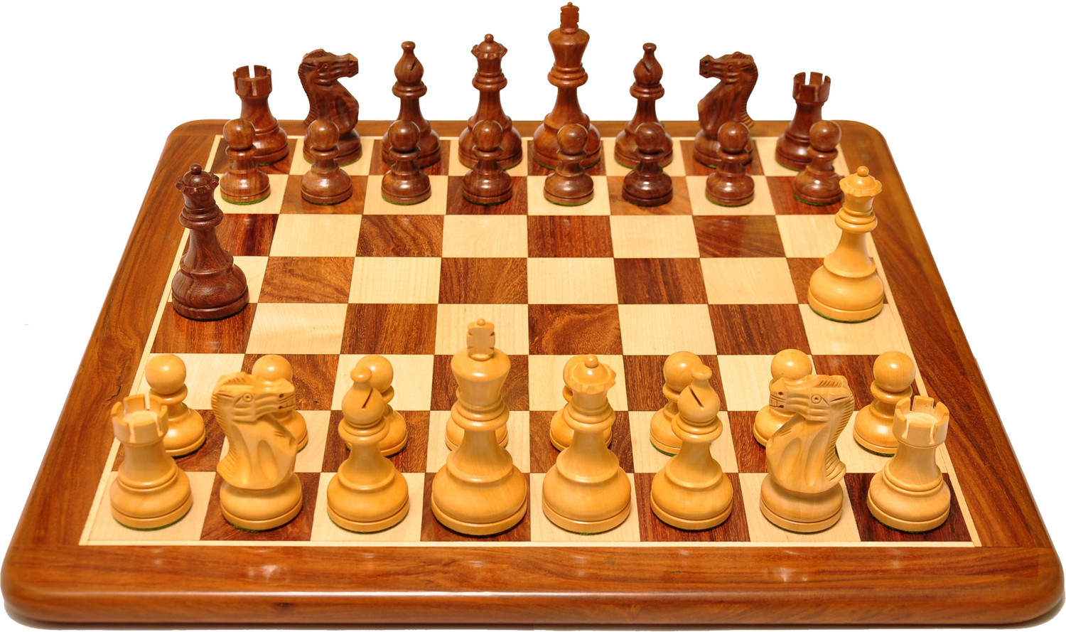 Image of Palm Royal Handicrafts 18x18 inches Wooden Chess Board Set with 3.75 inches CHESSMEN made of Rosewood 11 cm Chess Board