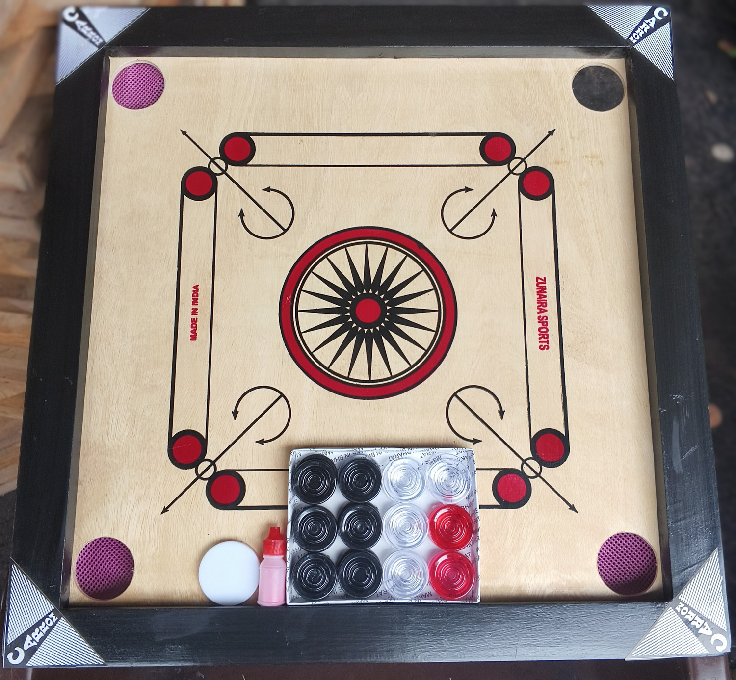 Image of Zunaira sports 20 Inch carrom board 4 cm Carrom Board (Multicolor)