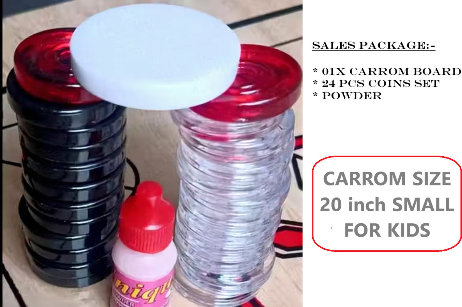 Image of INDROVA Carrom board 20 inch with coins, wooden carrom board, carrom pawan for gift 50 cm Carrom Board