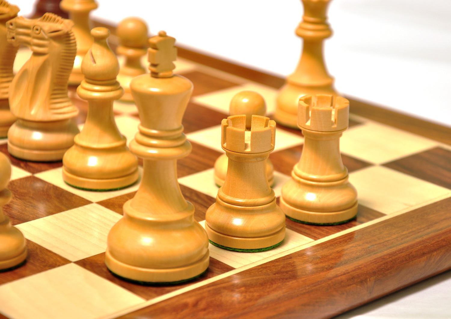 Image of Palm Royal Handicrafts 18x18 inches Wooden Chess Board Set with 3.75 inches CHESSMEN made of Rosewood 11 cm Chess Board