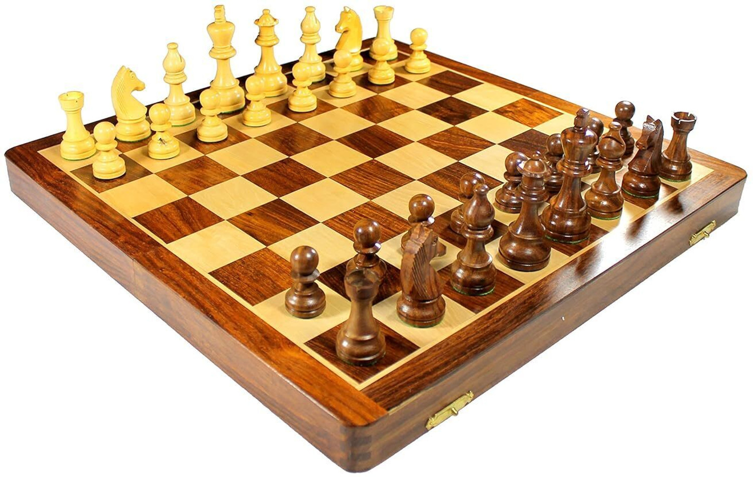 Image of PRIME HOMES Wooden Foldable Chess Board With Chess Pieces| 18x18 Inch 45.72 cm Chess Board