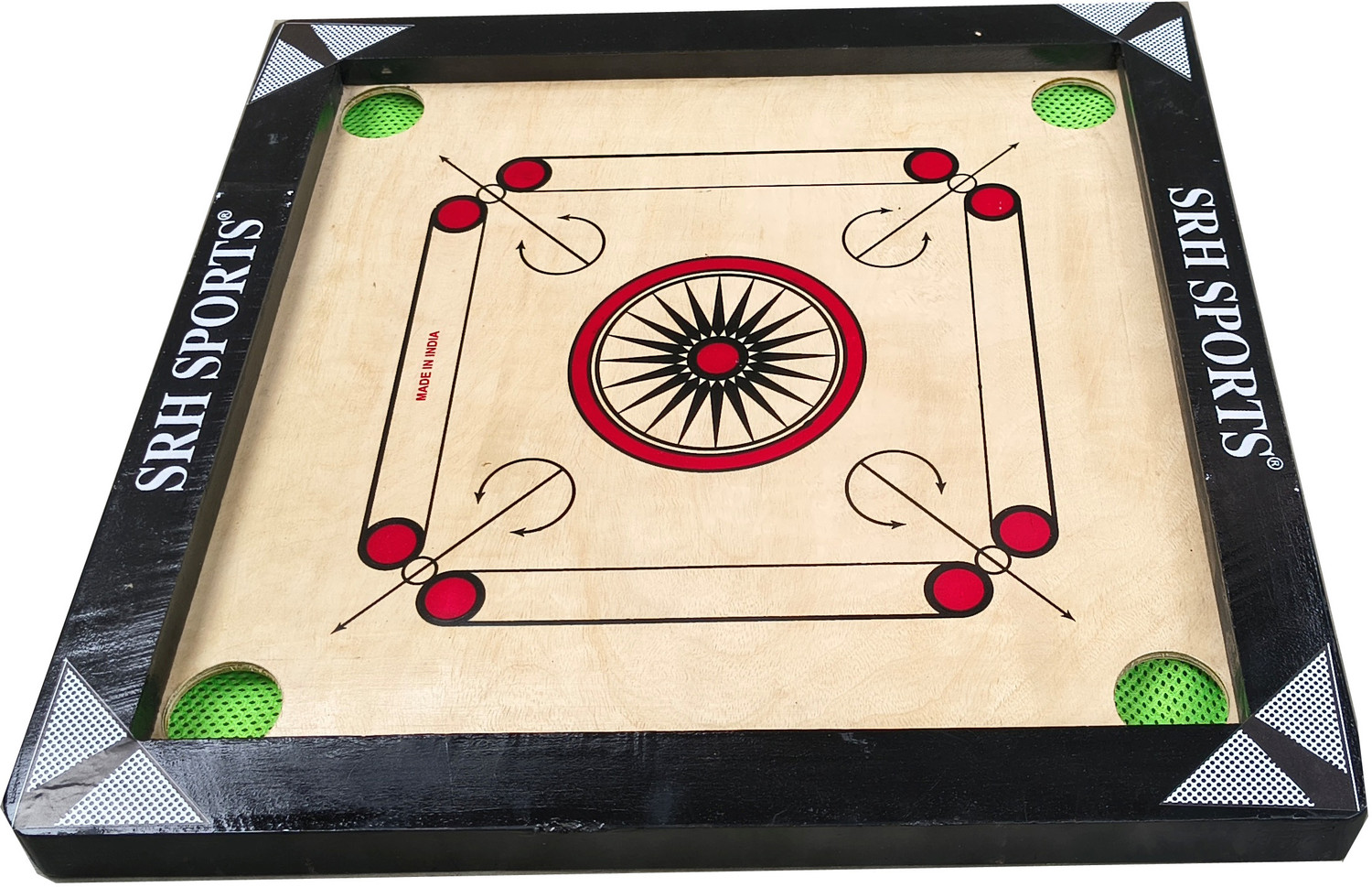 Image of Srh Sports 20X20 INCH SMALL SIZE CARROM WITH 20 PCS PLASTIC COIN WITH CHESS . 5 cm Carrom Board