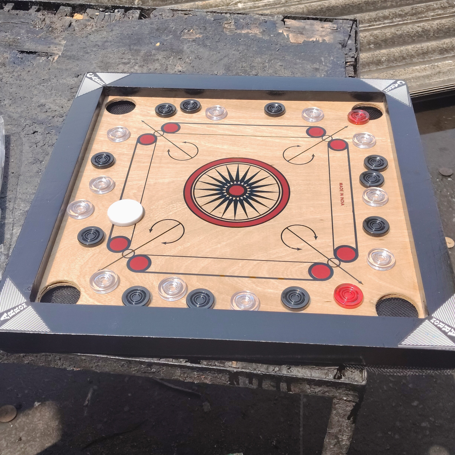 Image of Zunaira sports Carrom accessories with coins sticker powder 4 cm Carrom Board