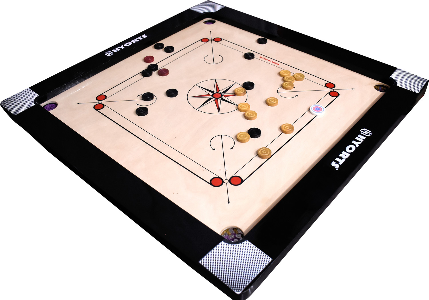 Image of HYORTS Carrom Board Wooden Carrom board 36inch 3inch Border Full Size C 91.44 cm Carrom Board (Beige)