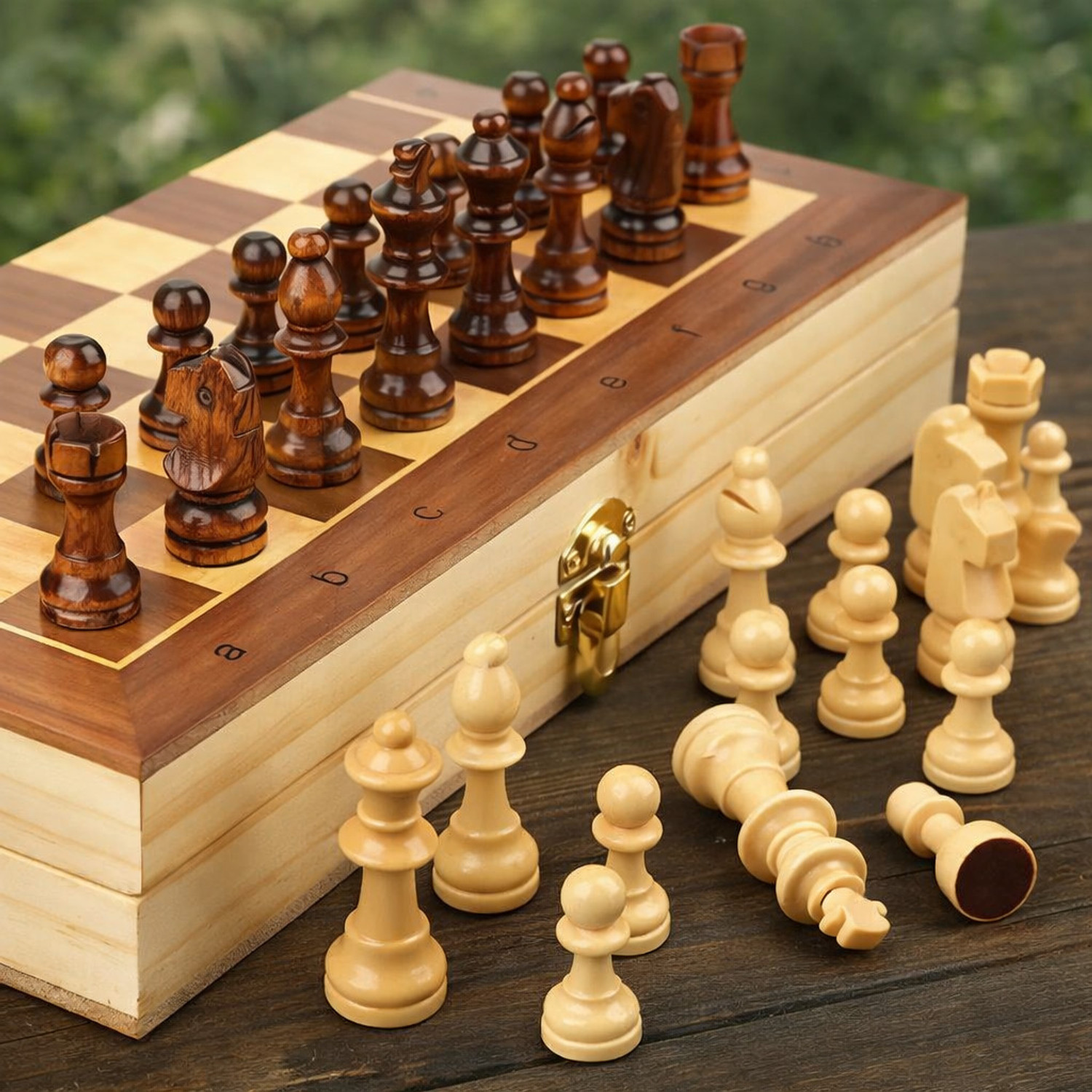 Image of Nakashi 12 INCH Wooden Folding Chess Set with Storage | Classic Chess Board Game 30 cm Chess Board