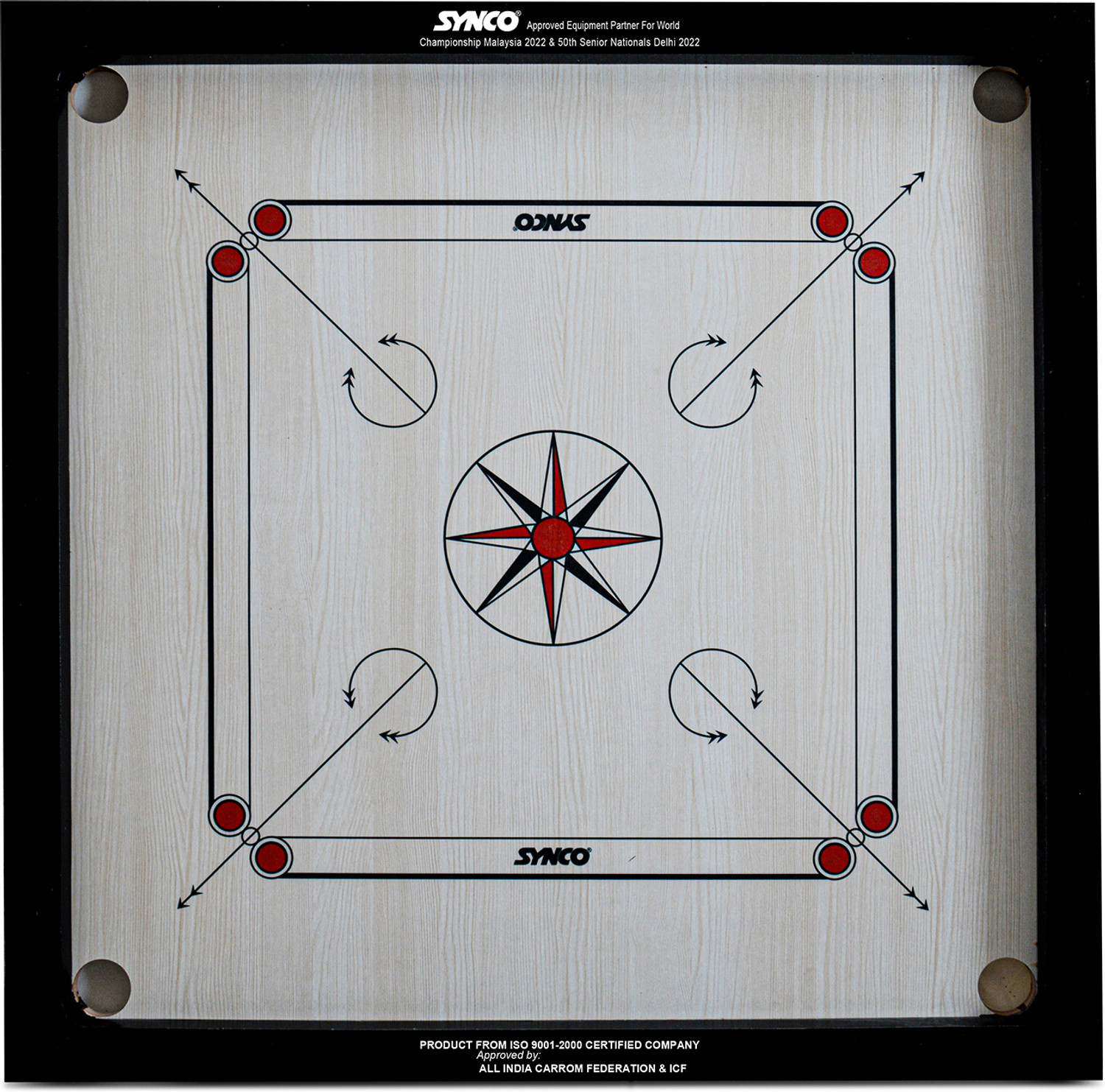 Image of SYNCO 32 inch Carrom Chakri Carrom Board For Beginner | 4mm Surface Thickness 3.8 cm Carrom Board