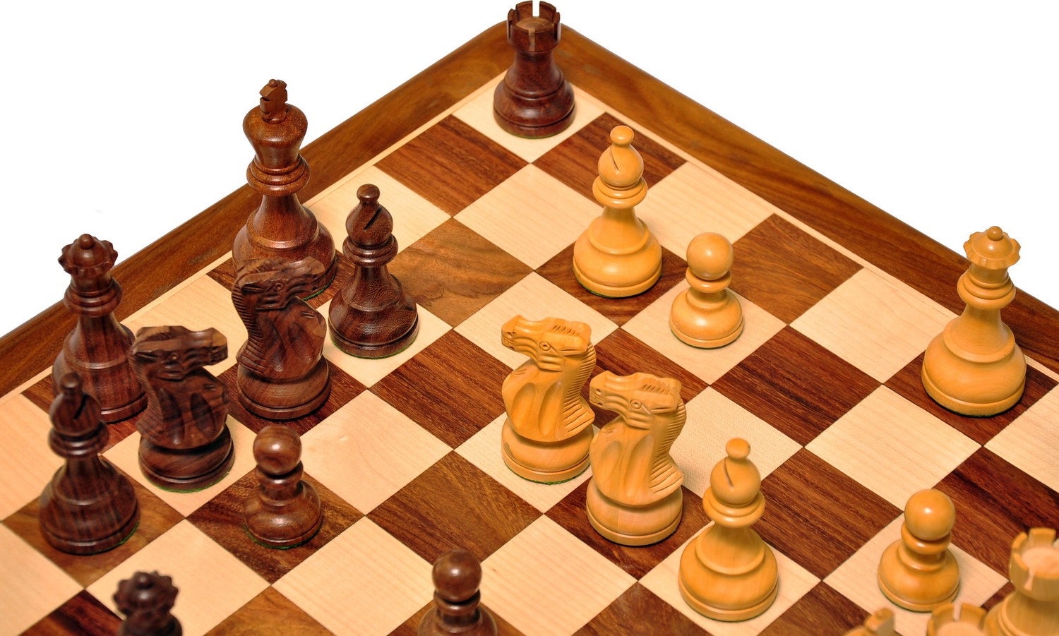 Image of Palm Royal Handicrafts 18x18 inches Wooden Chess Board Set with 3.75 inches CHESSMEN made of Rosewood 11 cm Chess Board