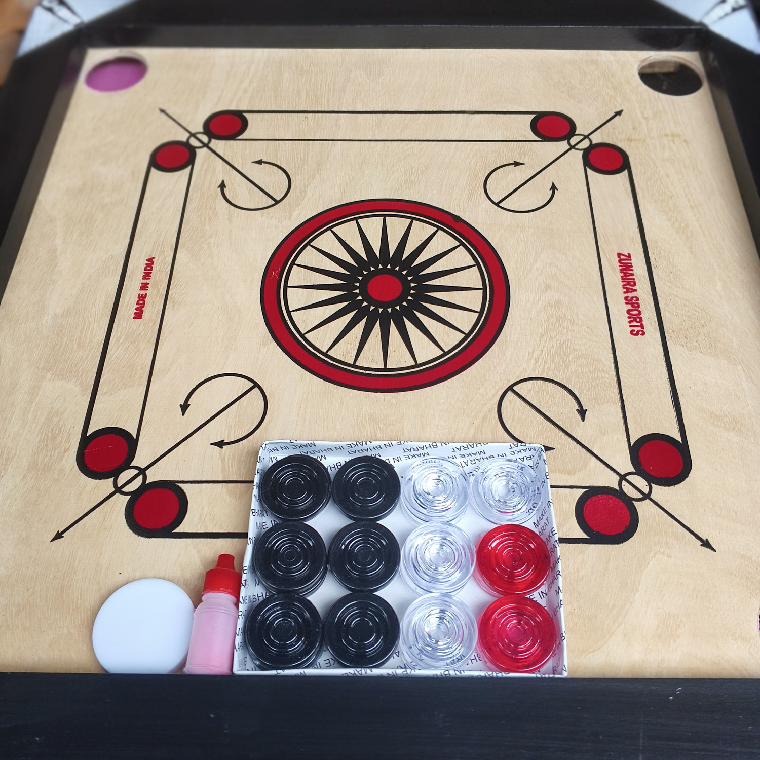 Image of Zunaira sports 20 Inch carrom board 4 cm Carrom Board (Multicolor)