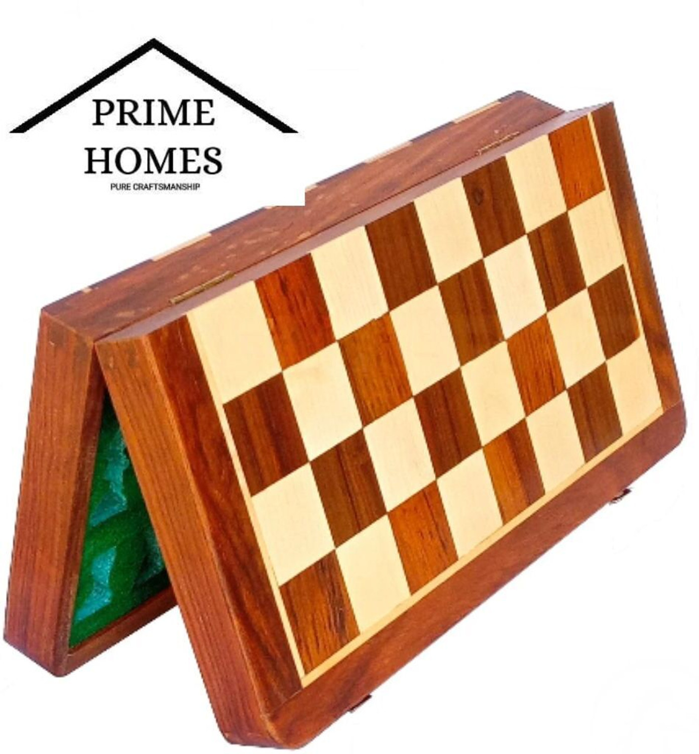 Image of PRIME HOMES Wooden Foldable Chess Board With Chess Pieces| 18x18 Inch 45.72 cm Chess Board