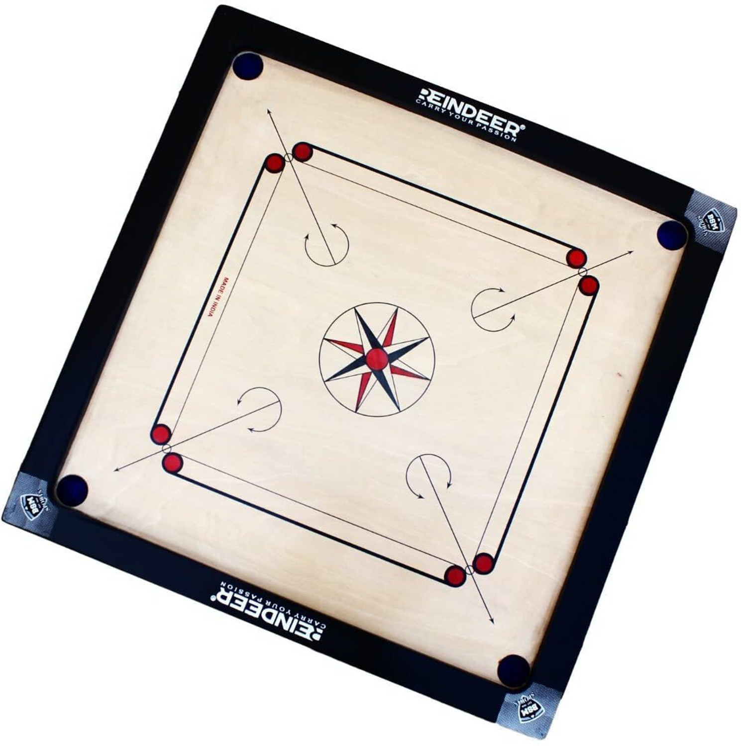 Image of HouseOfCommon 32 inch Wooden Carrom Board (32Inch Carrom Board) 81.28 cm Carrom Board (Beige, Black)