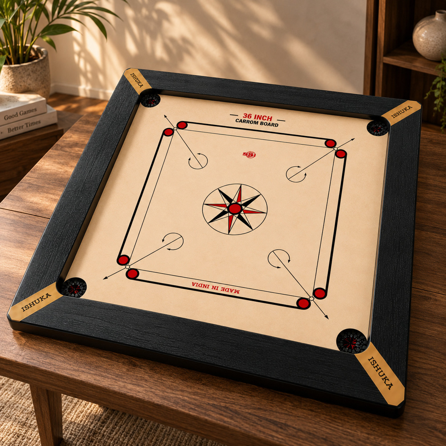 Image of amansporthub 36 Inch Wooden Carrom Board - Full Size Smooth Play Premium Indoor Game 91.44 cm Carrom Board