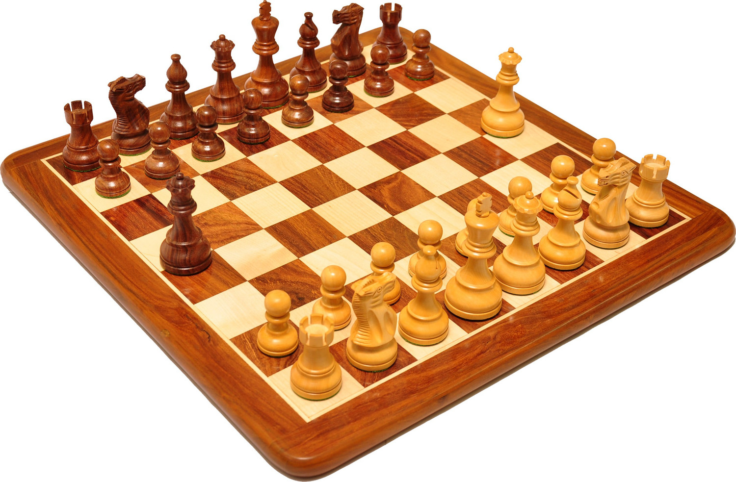 Image of Palm Royal Handicrafts 18x18 inches Wooden Chess Board Set with 3.75 inches CHESSMEN made of Rosewood 11 cm Chess Board